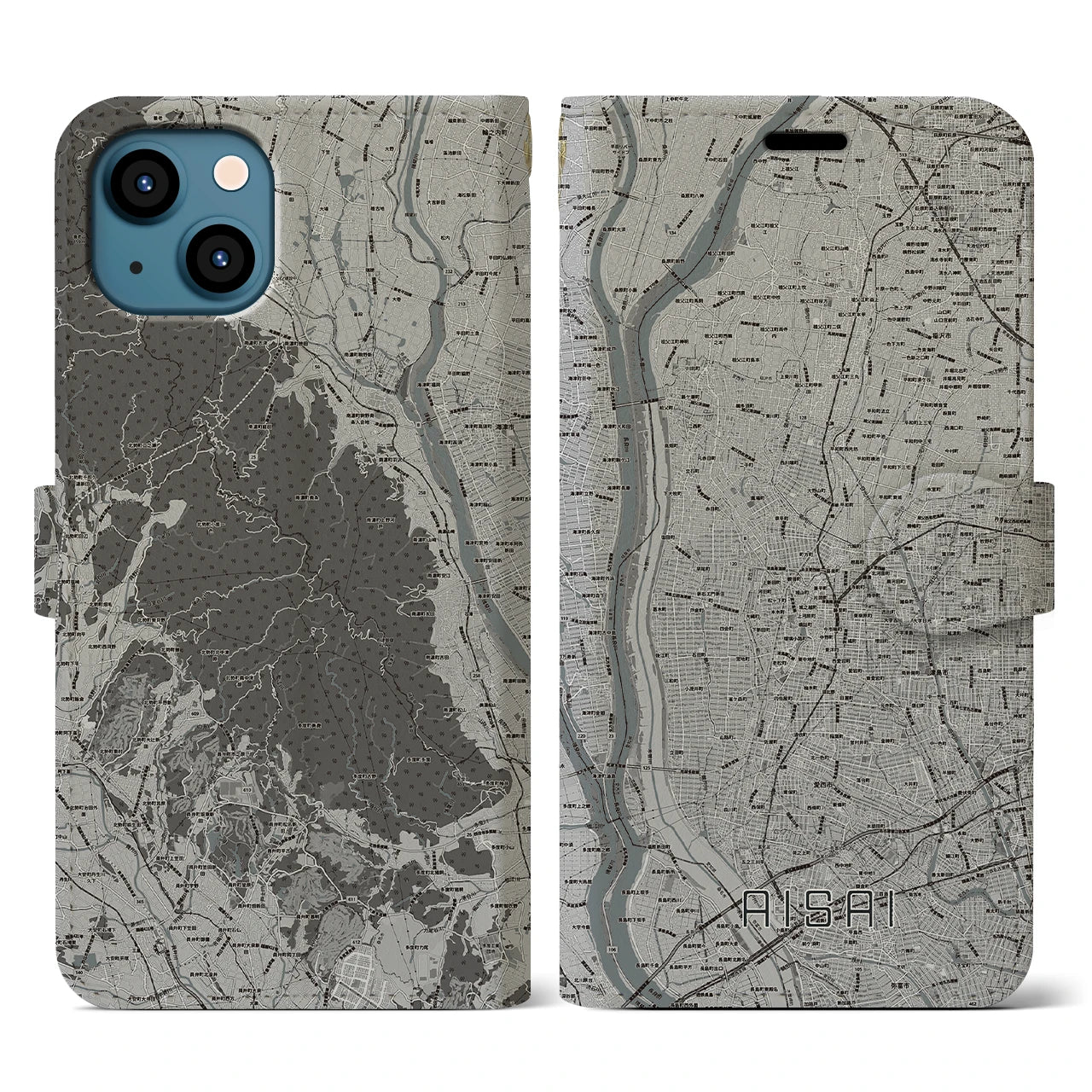 【愛西(愛知県)】地図柄iPhoneケース(手帳タイプ)