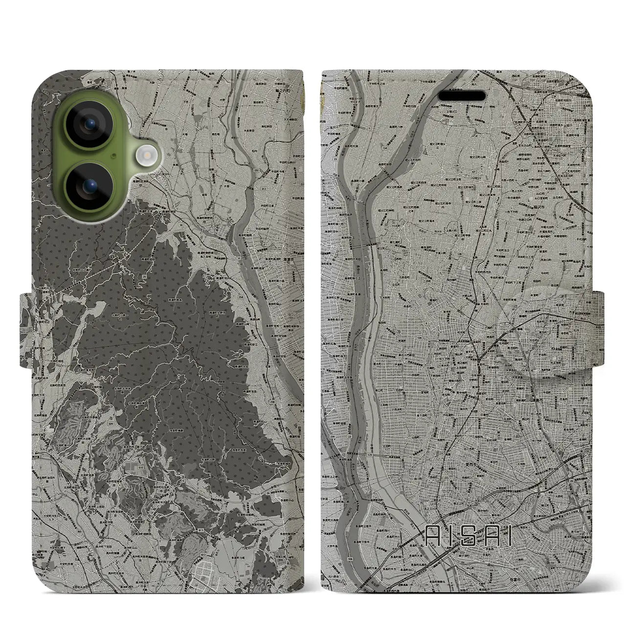 【愛西(愛知県)】地図柄iPhoneケース(手帳タイプ)