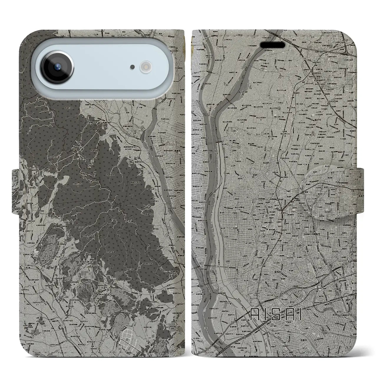 【愛西(愛知県)】地図柄iPhoneケース(手帳タイプ)