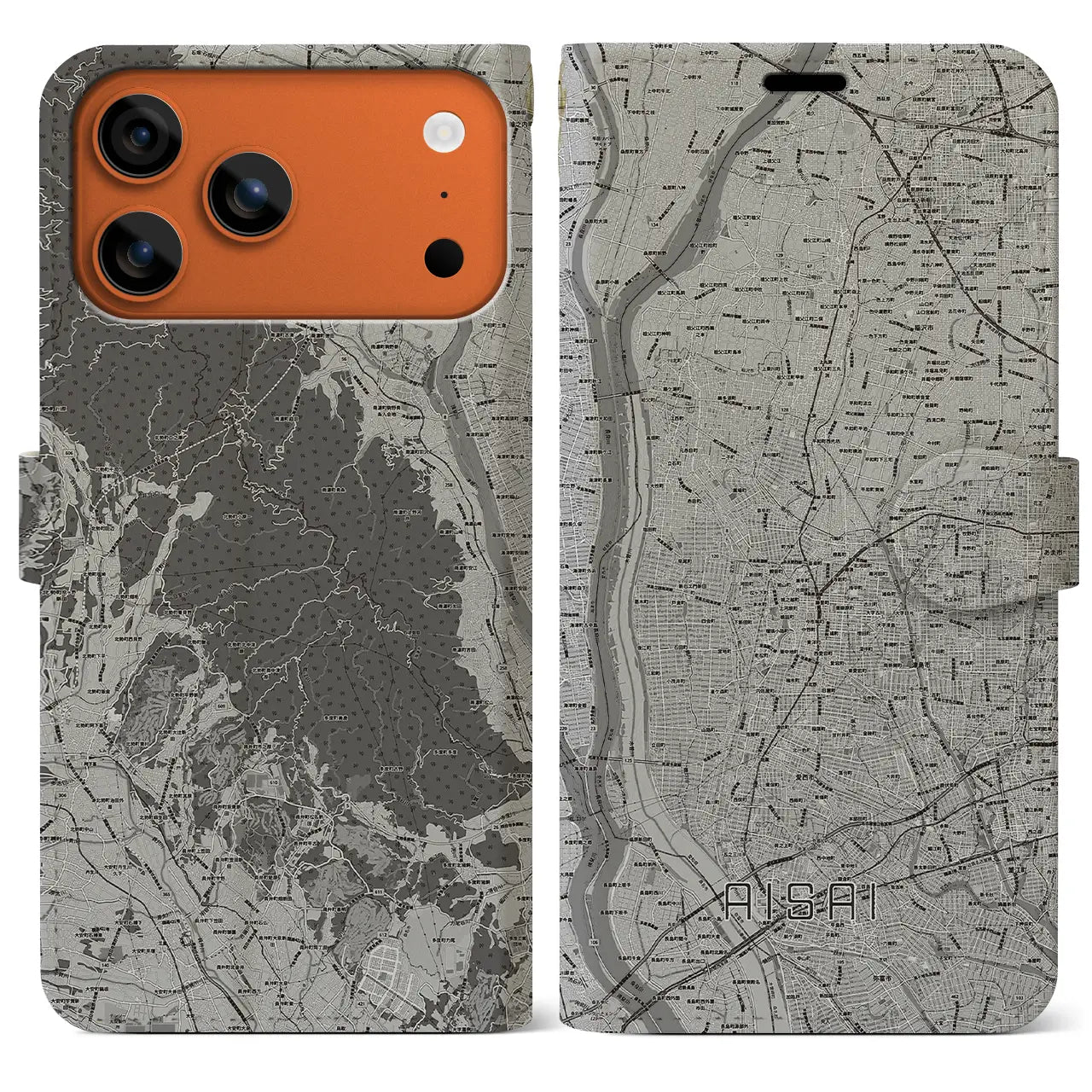 【愛西(愛知県)】地図柄iPhoneケース(手帳タイプ)