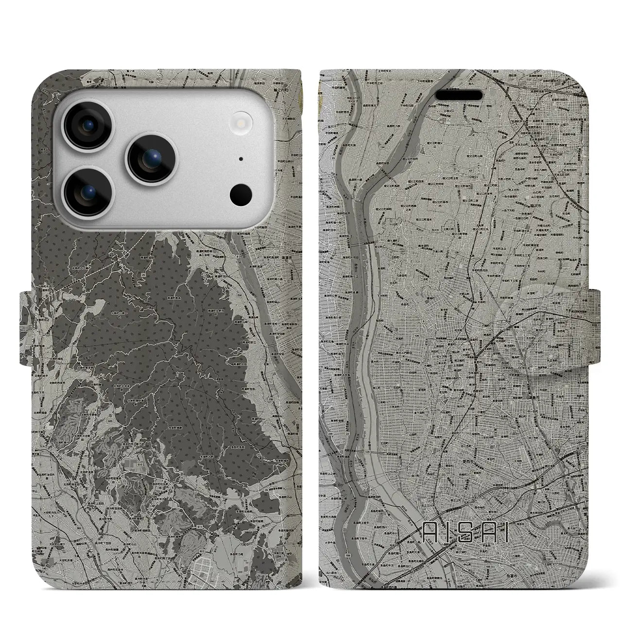 【愛西(愛知県)】地図柄iPhoneケース(手帳タイプ)