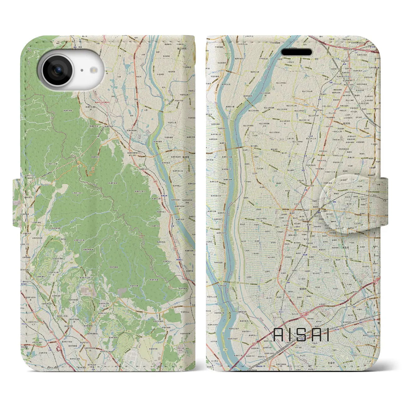 【愛西(愛知県)】地図柄iPhoneケース(手帳タイプ)