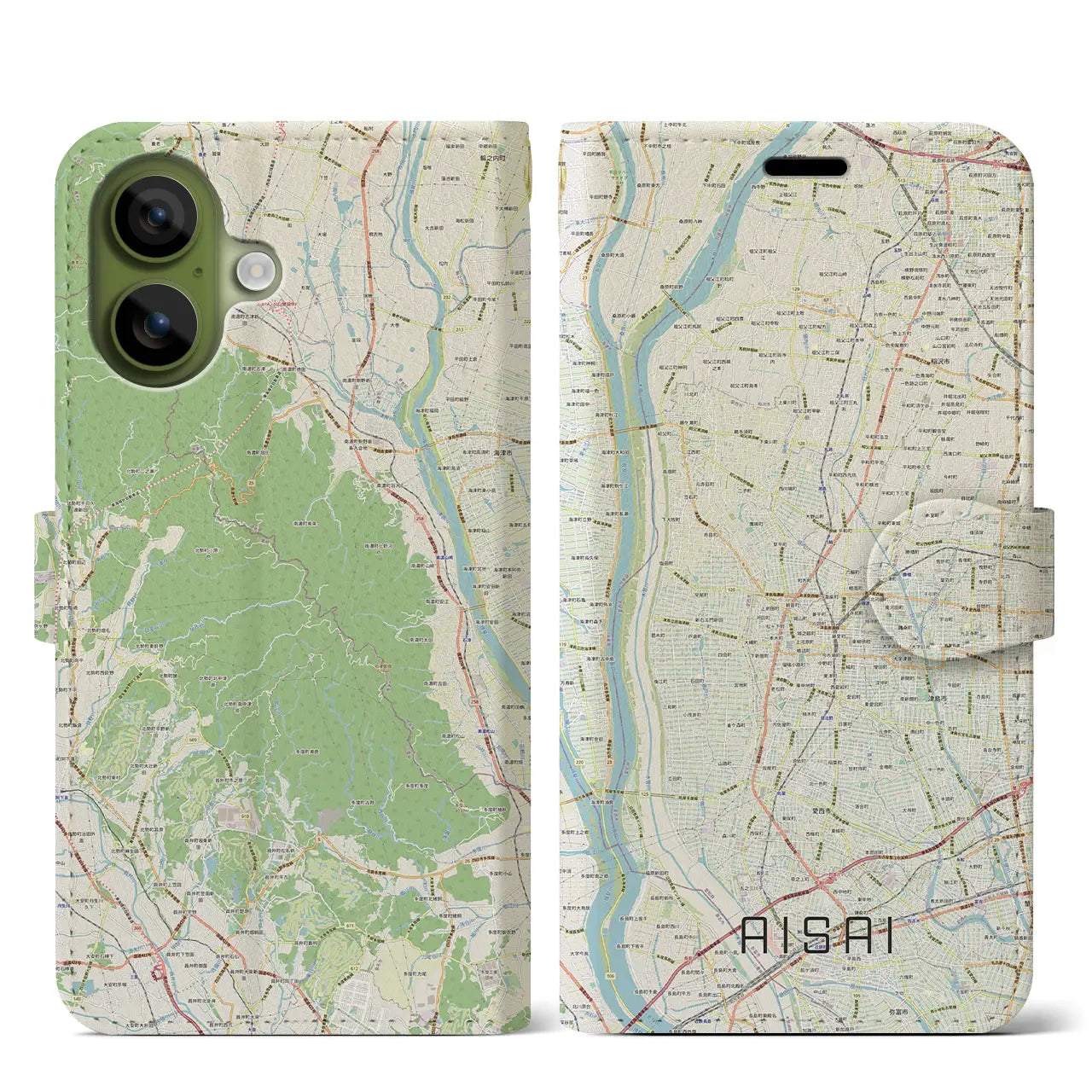 【愛西(愛知県)】地図柄iPhoneケース(手帳タイプ)