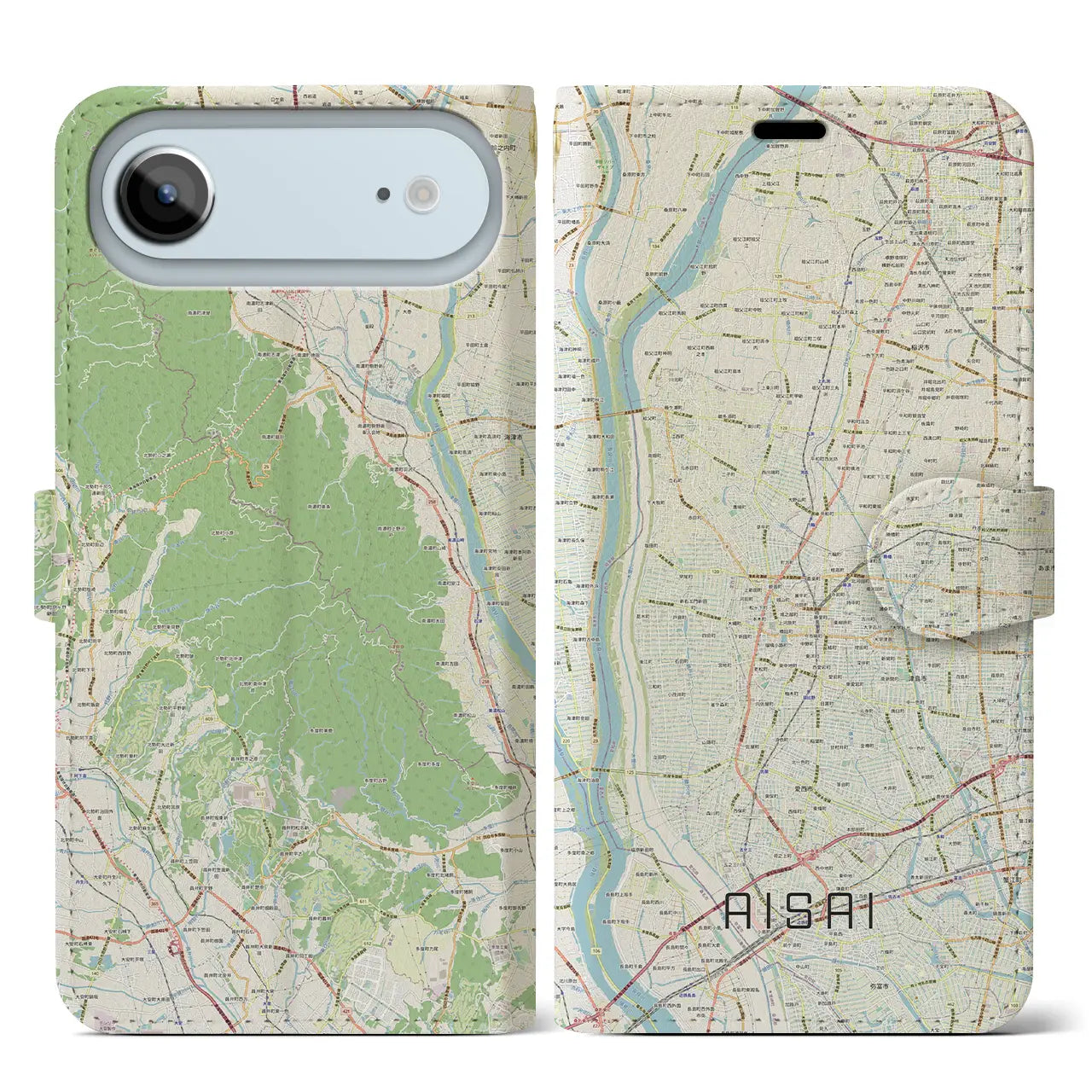 【愛西(愛知県)】地図柄iPhoneケース(手帳タイプ)