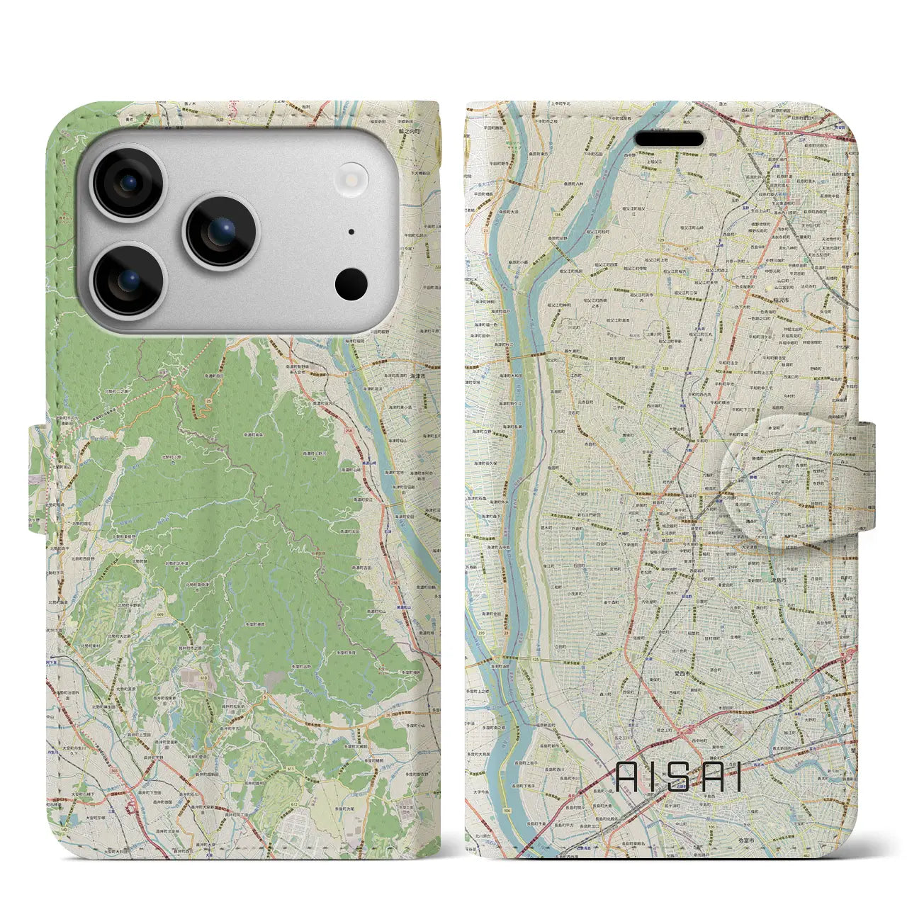 【愛西(愛知県)】地図柄iPhoneケース(手帳タイプ)