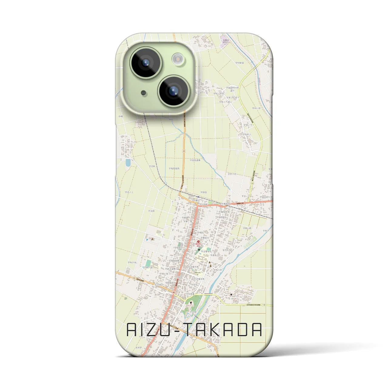 【会津高田(福島県)】地図柄iPhoneケース(バックカバータイプ)