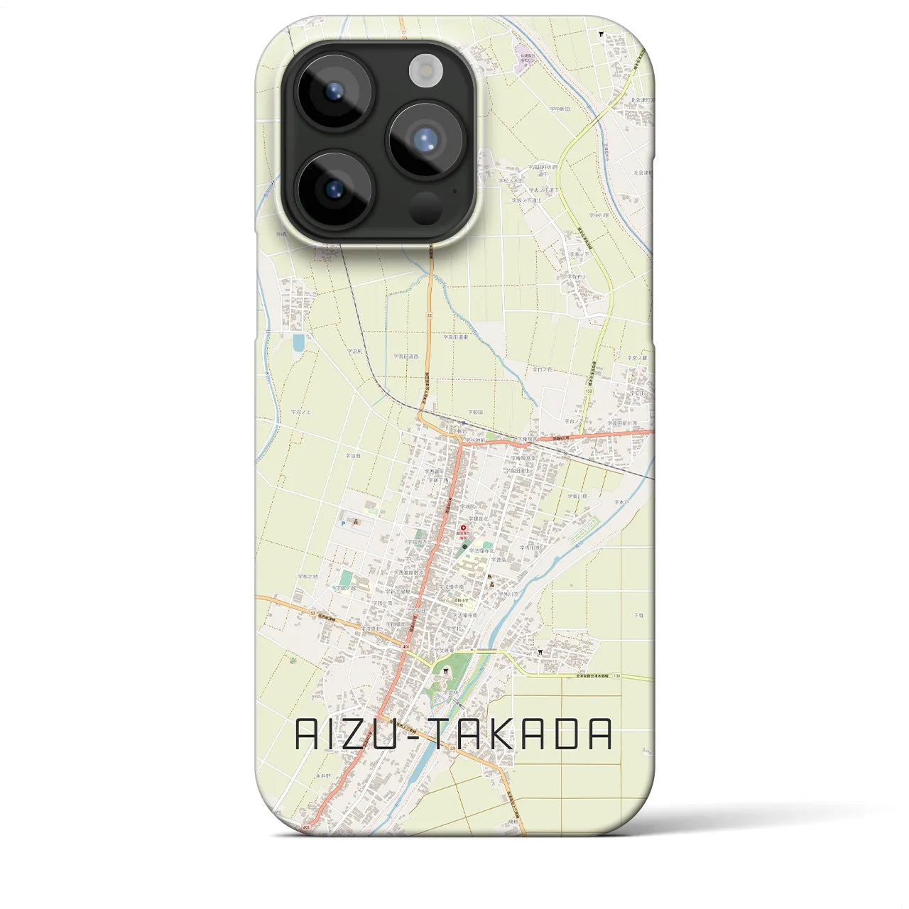 【会津高田(福島県)】地図柄iPhoneケース(バックカバータイプ)