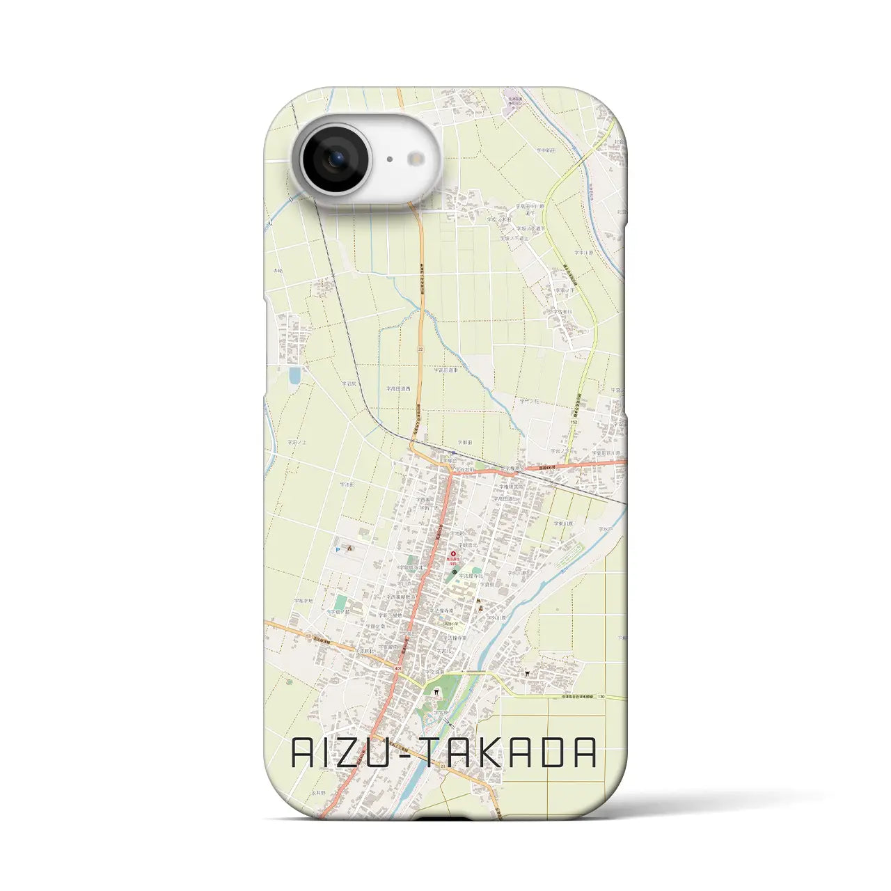 【会津高田(福島県)】地図柄iPhoneケース(バックカバータイプ)