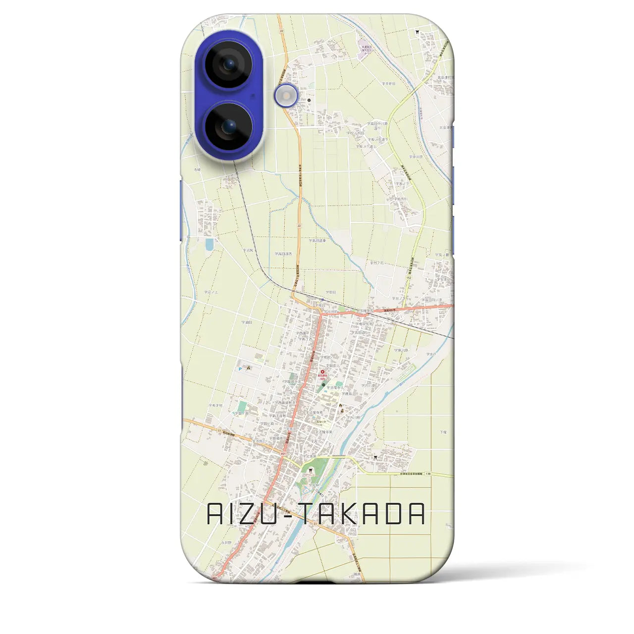 【会津高田(福島県)】地図柄iPhoneケース(バックカバータイプ)