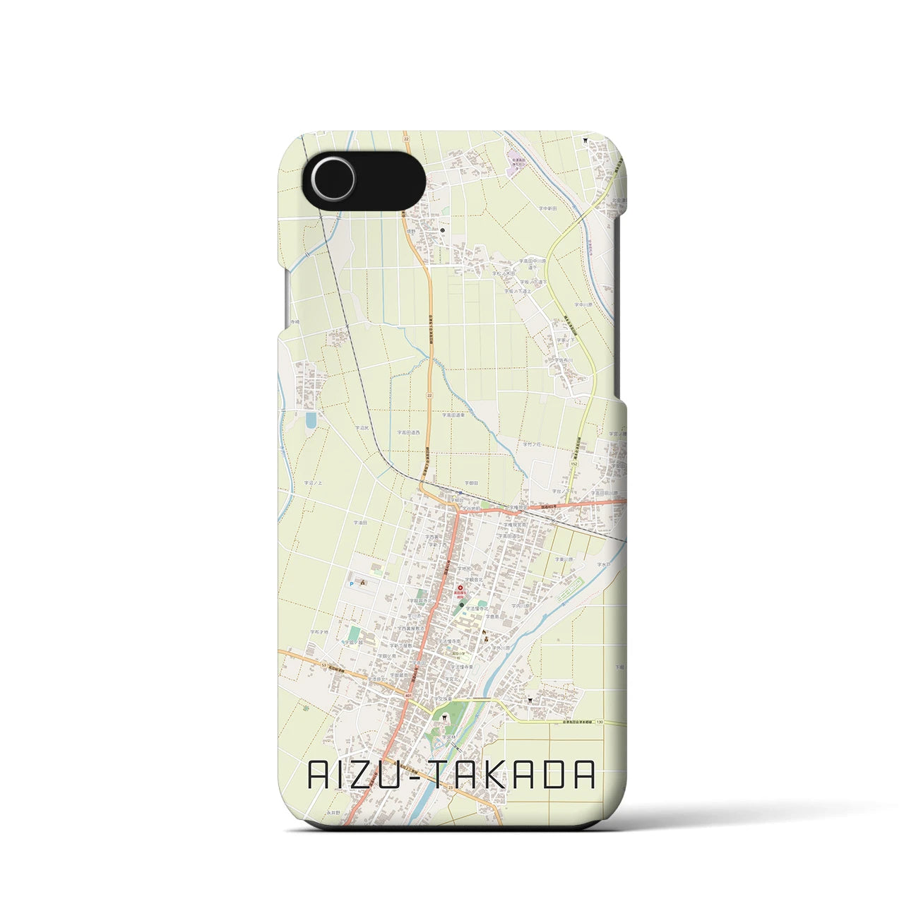 【会津高田(福島県)】地図柄iPhoneケース(バックカバータイプ)