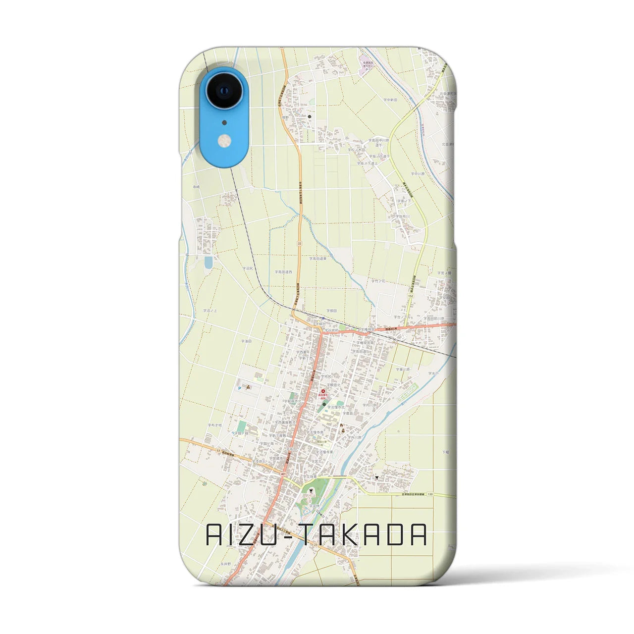 【会津高田(福島県)】地図柄iPhoneケース(バックカバータイプ)