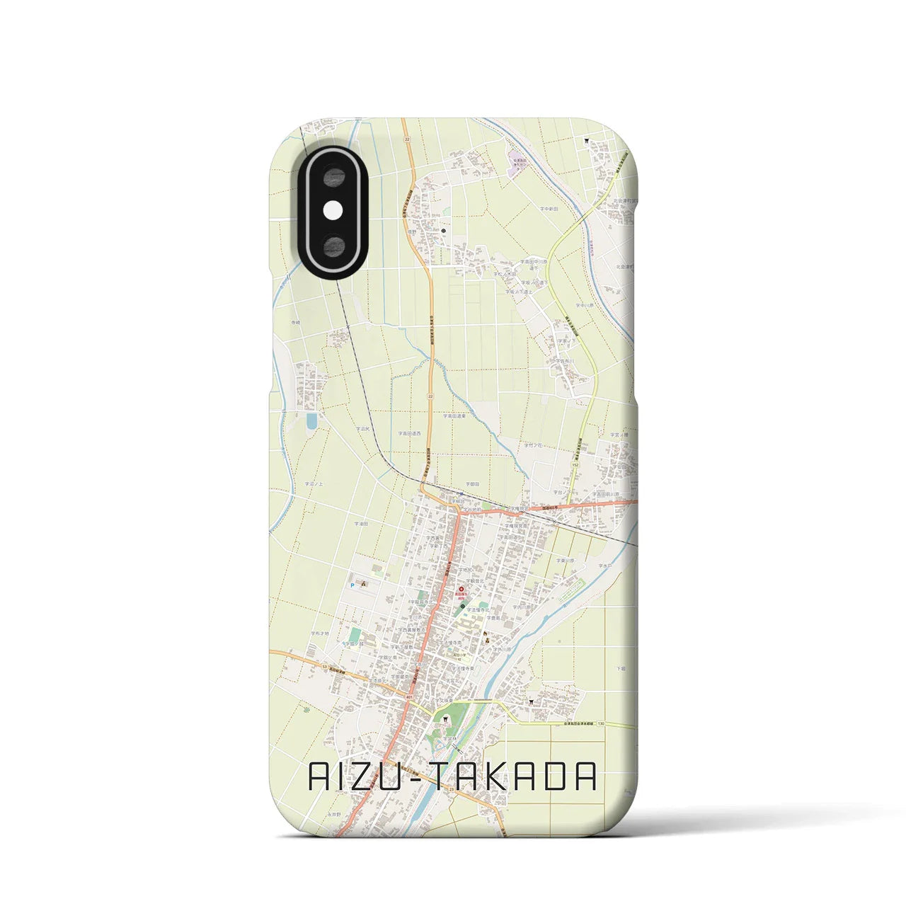 【会津高田(福島県)】地図柄iPhoneケース(バックカバータイプ)