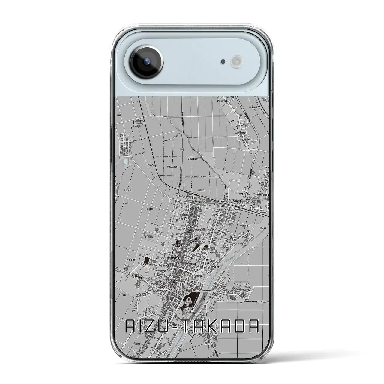 【会津高田(福島県)】地図柄iPhoneケース(クリアタイプ)モノトーン・iPhone 17 Pro Max 用
