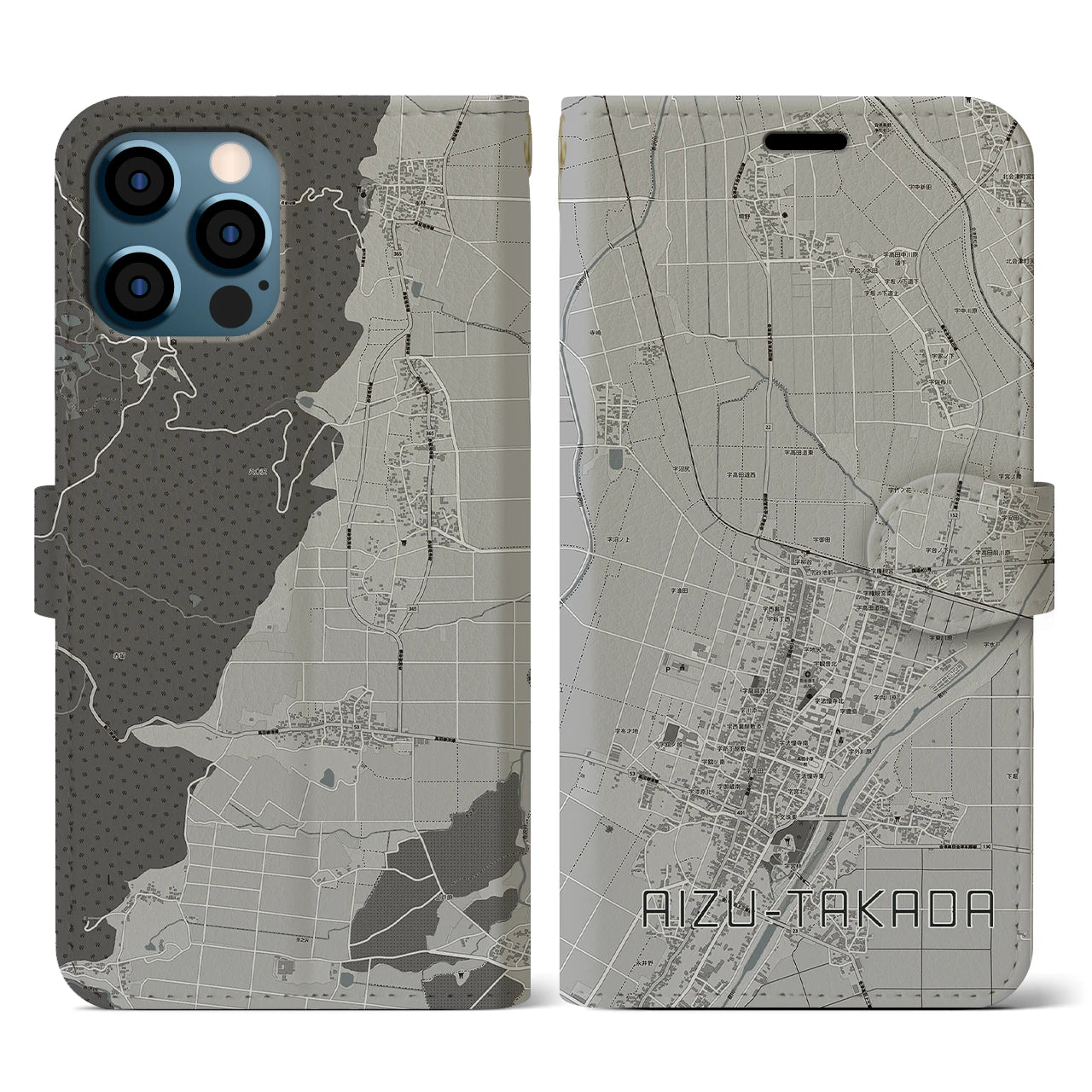 【会津高田(福島県)】地図柄iPhoneケース(手帳タイプ)