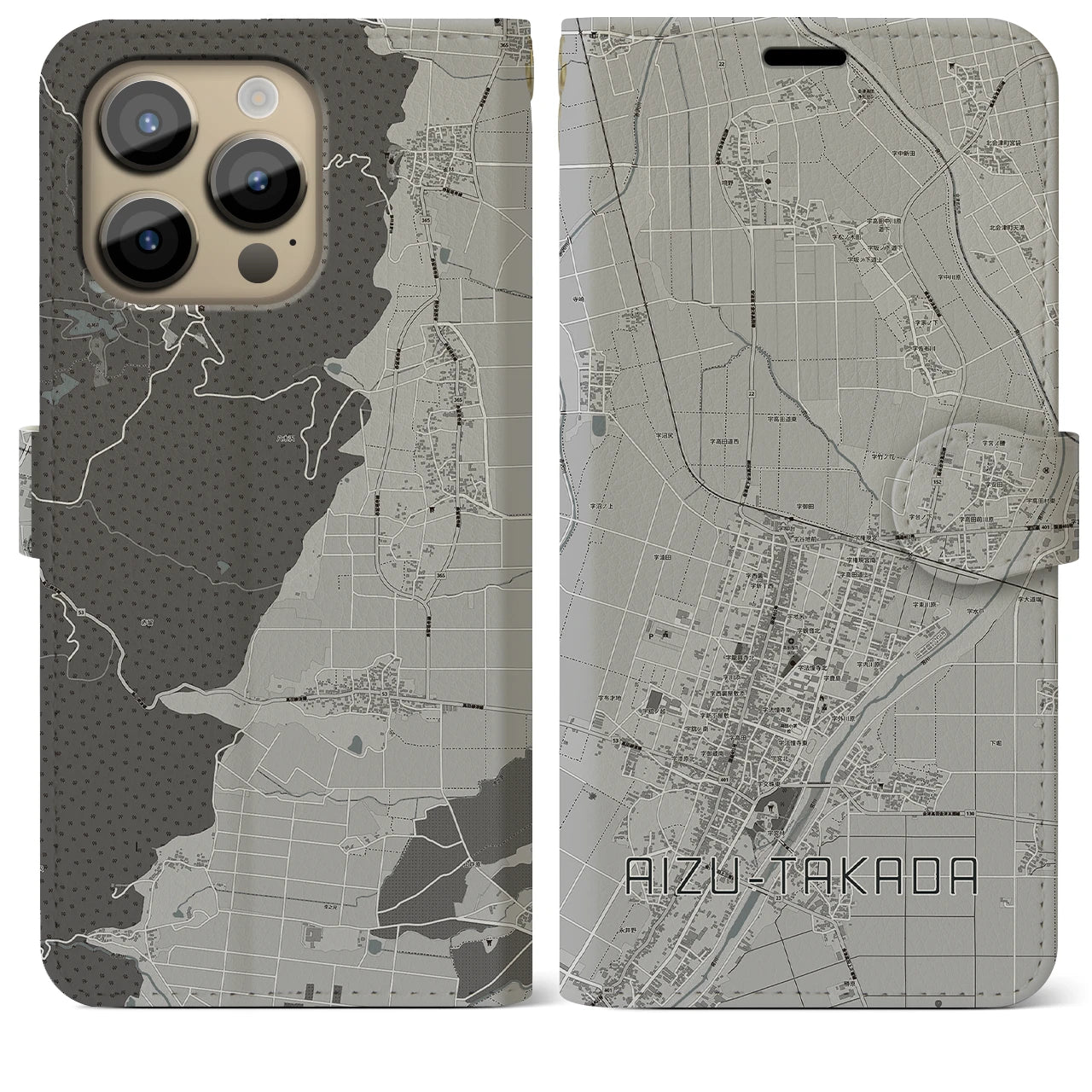 【会津高田(福島県)】地図柄iPhoneケース(手帳タイプ)