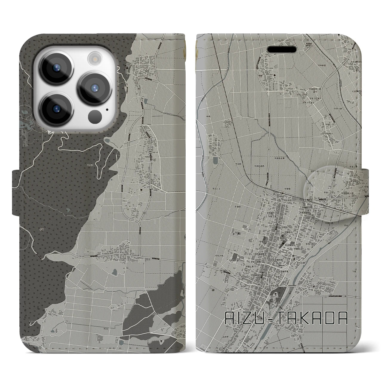 【会津高田(福島県)】地図柄iPhoneケース(手帳タイプ)