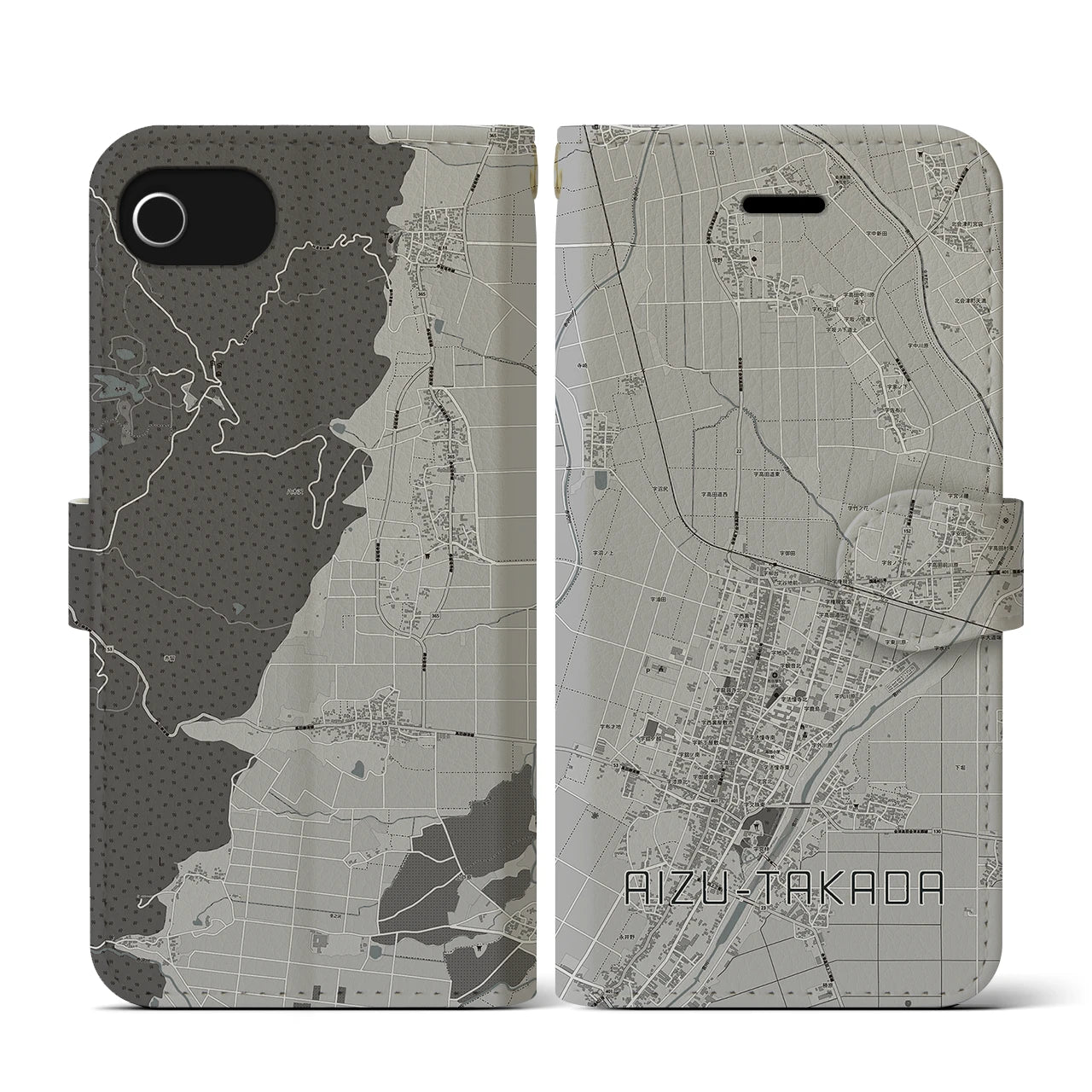 【会津高田(福島県)】地図柄iPhoneケース(手帳タイプ)