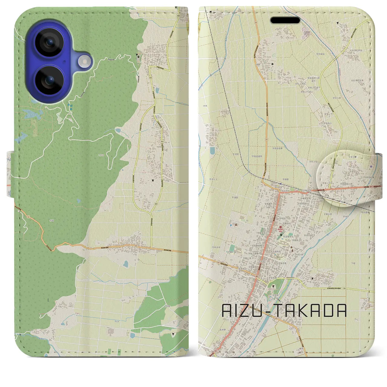 【会津高田(福島県)】地図柄iPhoneケース(手帳タイプ)