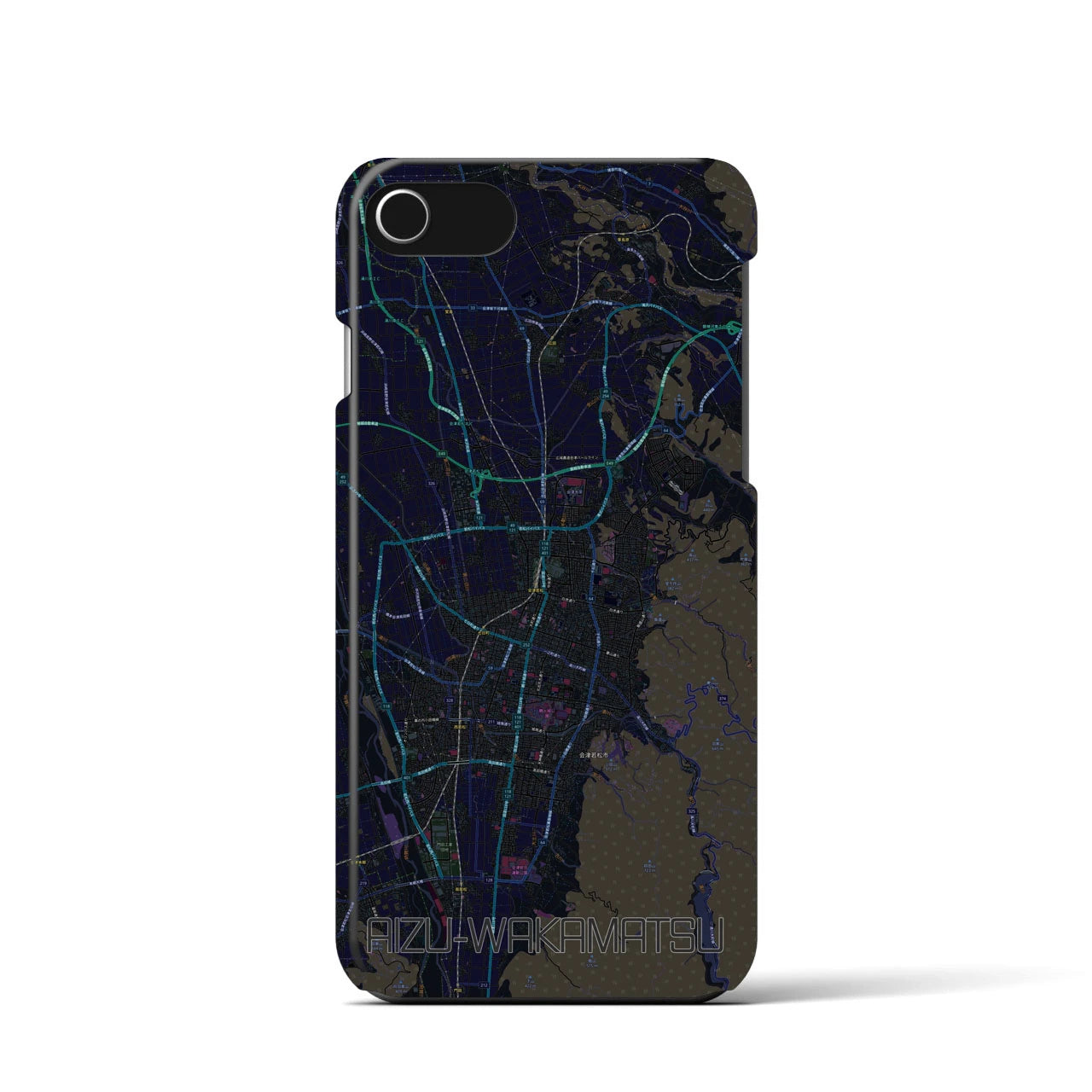 【会津若松(福島県)】地図柄iPhoneケース(バックカバータイプ)