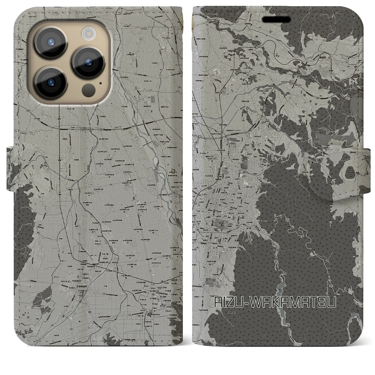 【会津若松(福島県)】地図柄iPhoneケース(手帳タイプ)