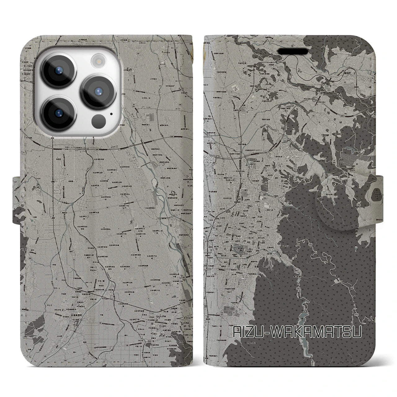 【会津若松(福島県)】地図柄iPhoneケース(手帳タイプ)