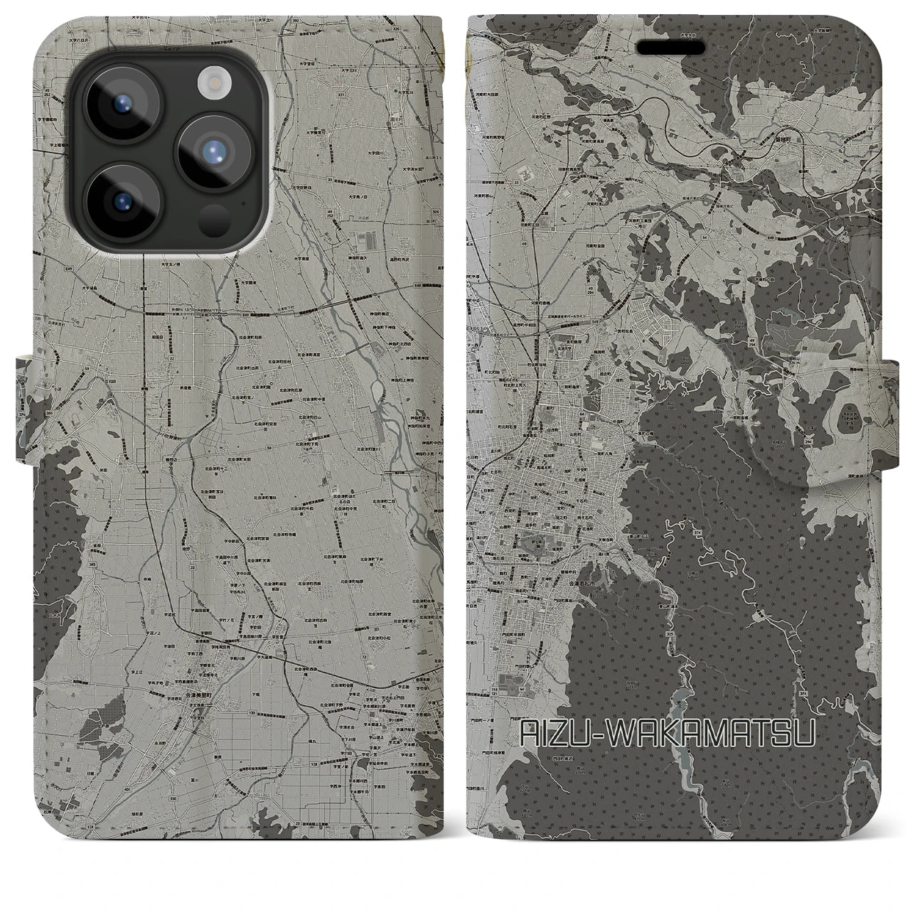 【会津若松(福島県)】地図柄iPhoneケース(手帳タイプ)