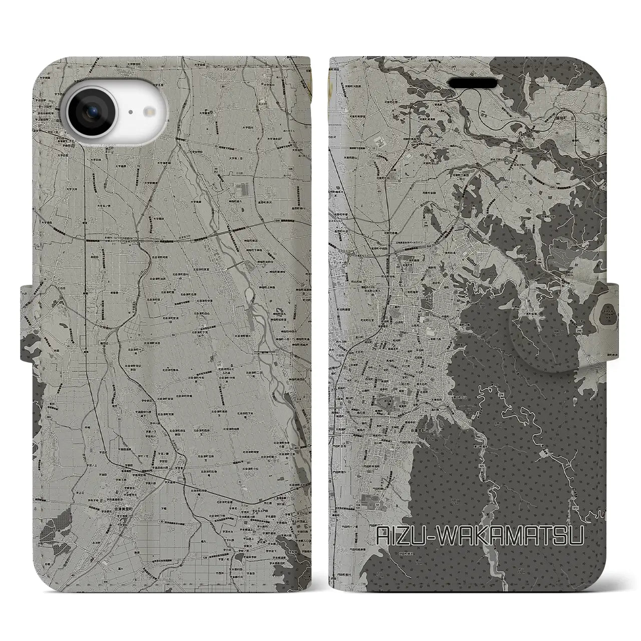 【会津若松(福島県)】地図柄iPhoneケース(手帳タイプ)