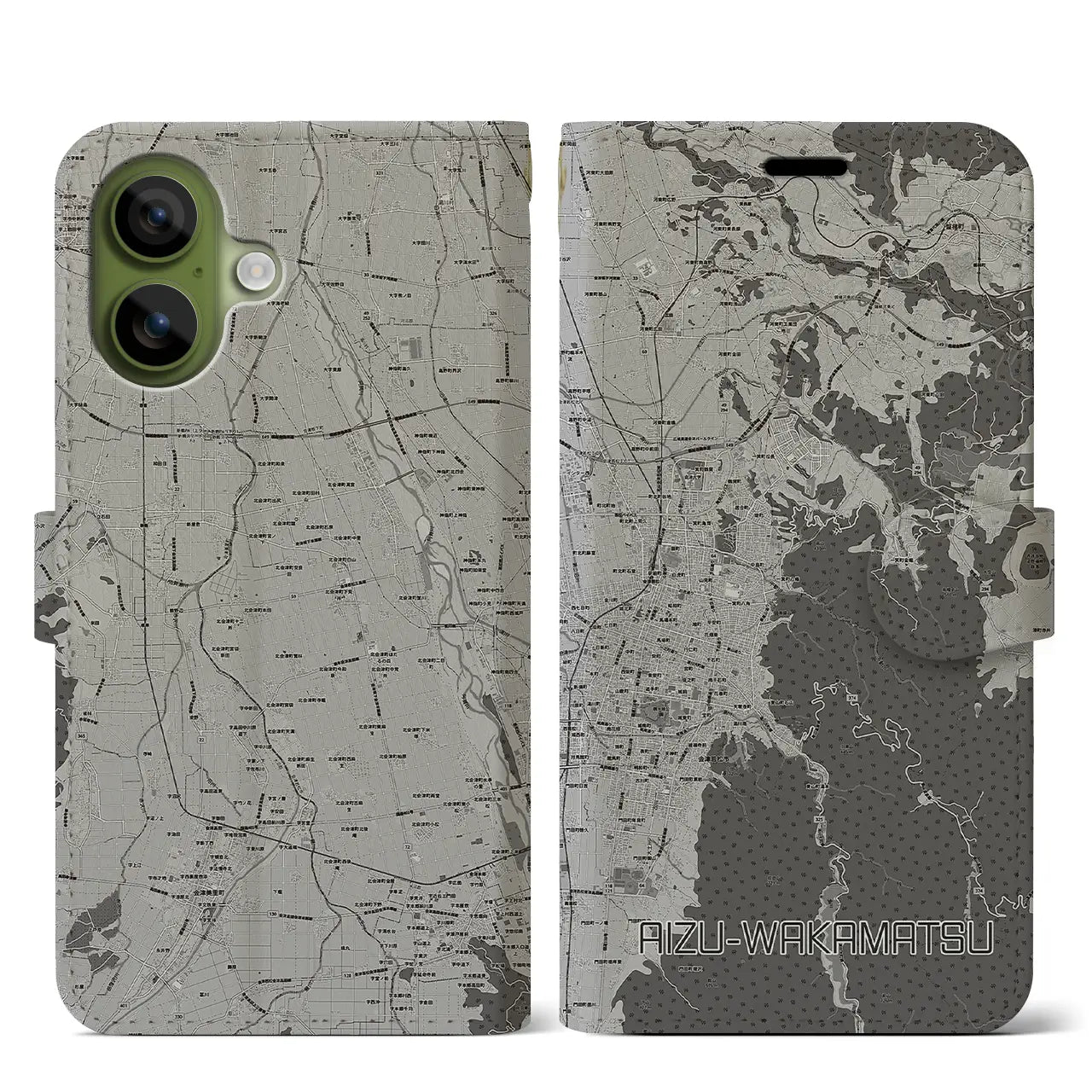 【会津若松(福島県)】地図柄iPhoneケース(手帳タイプ)