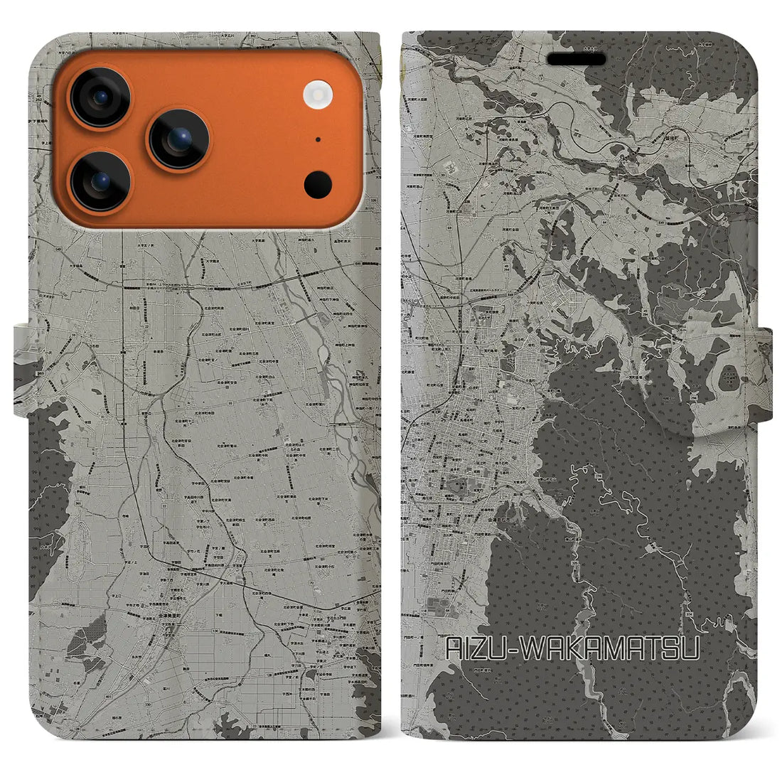 【会津若松(福島県)】地図柄iPhoneケース(手帳タイプ)