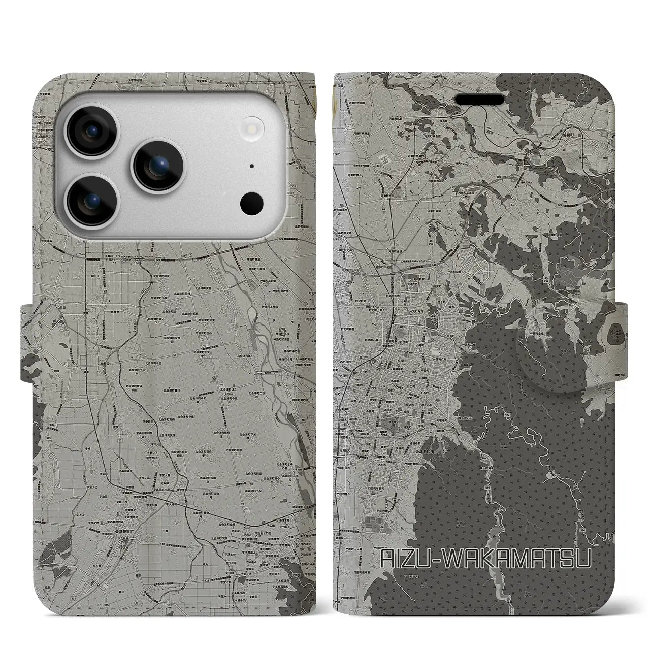 【会津若松(福島県)】地図柄iPhoneケース(手帳タイプ)