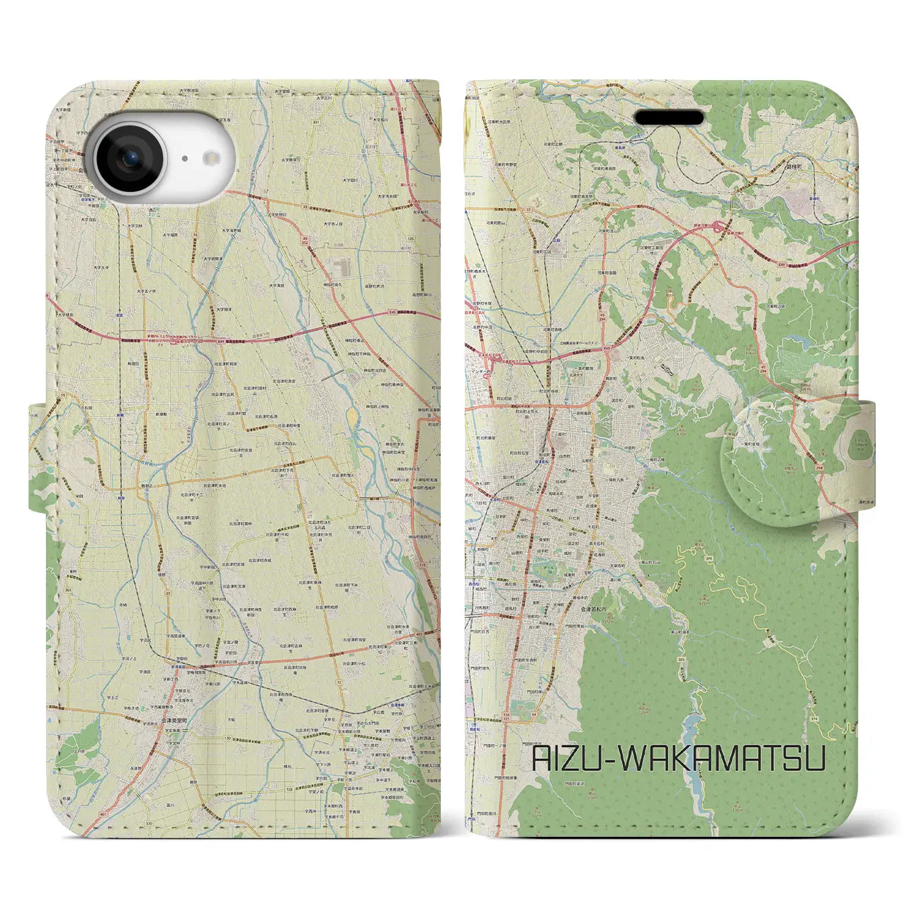 【会津若松(福島県)】地図柄iPhoneケース(手帳タイプ)