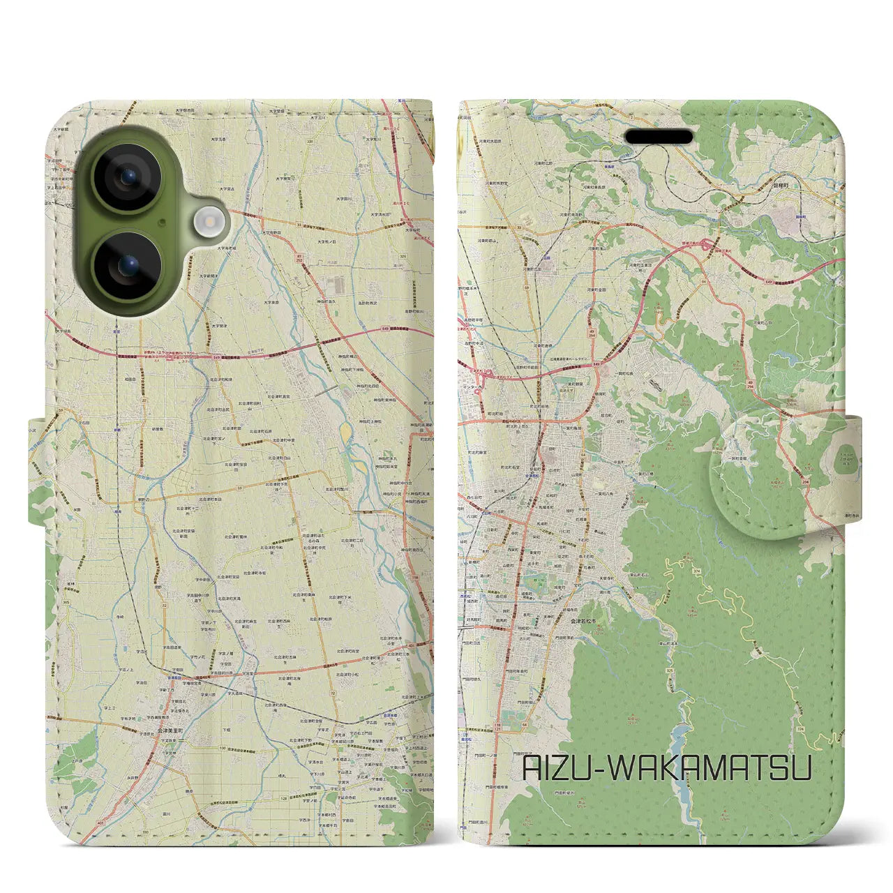 【会津若松(福島県)】地図柄iPhoneケース(手帳タイプ)