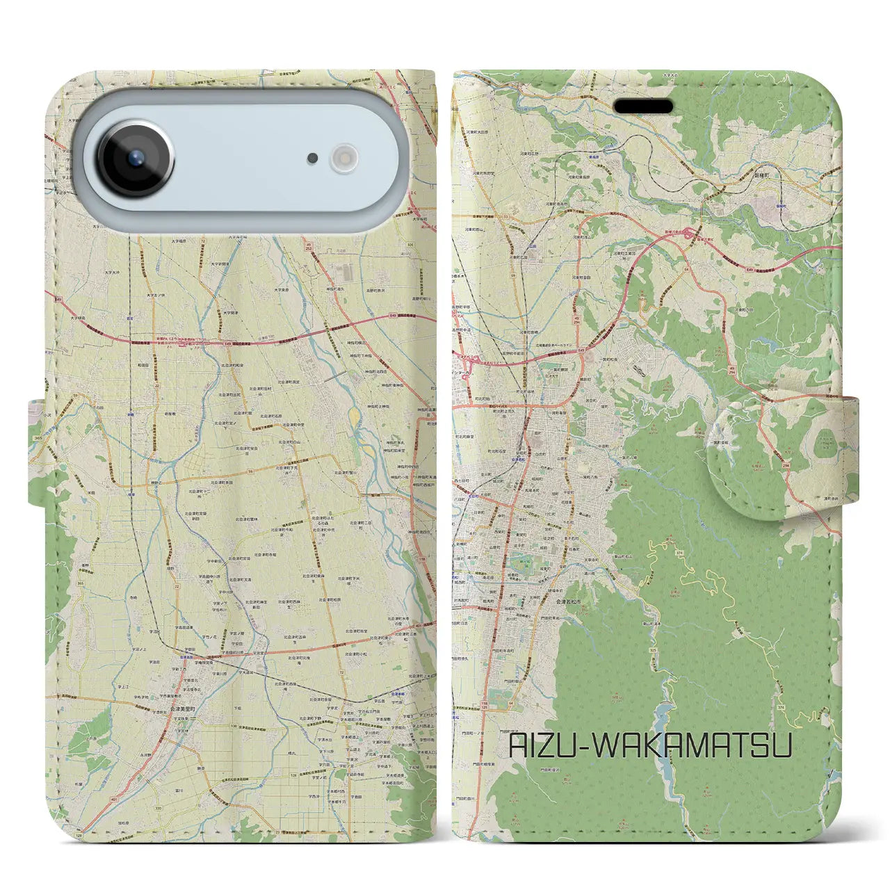 【会津若松(福島県)】地図柄iPhoneケース(手帳タイプ)