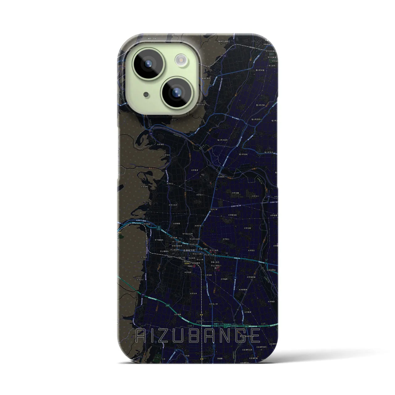 【会津坂下(福島県)】地図柄iPhoneケース(バックカバータイプ)
