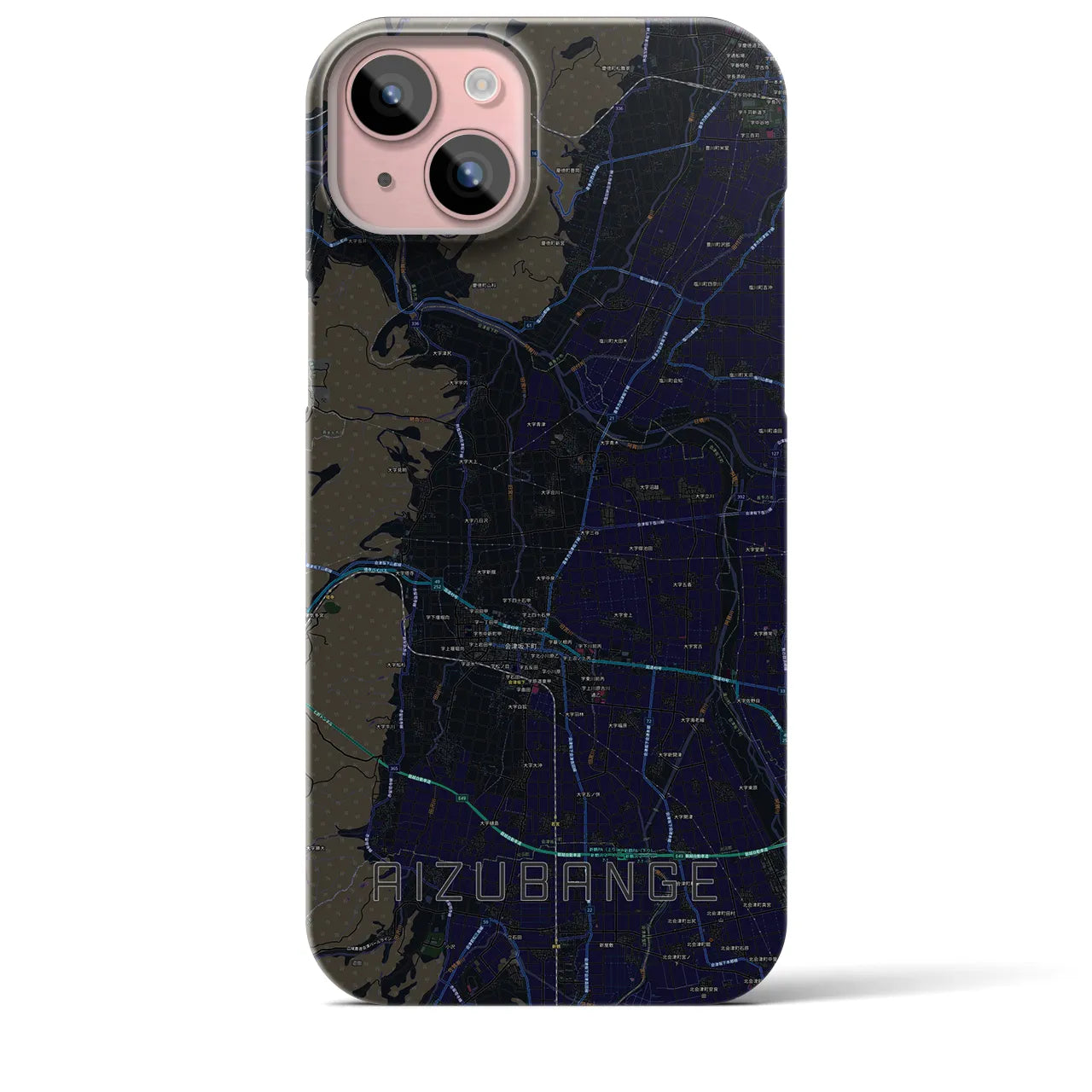 【会津坂下(福島県)】地図柄iPhoneケース(バックカバータイプ)