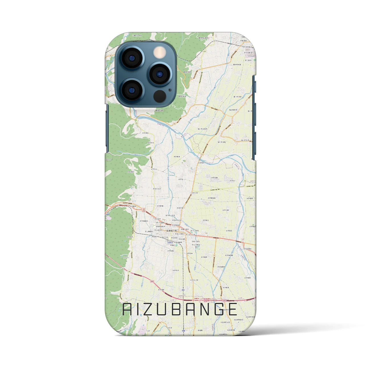 【会津坂下(福島県)】地図柄iPhoneケース(バックカバータイプ)