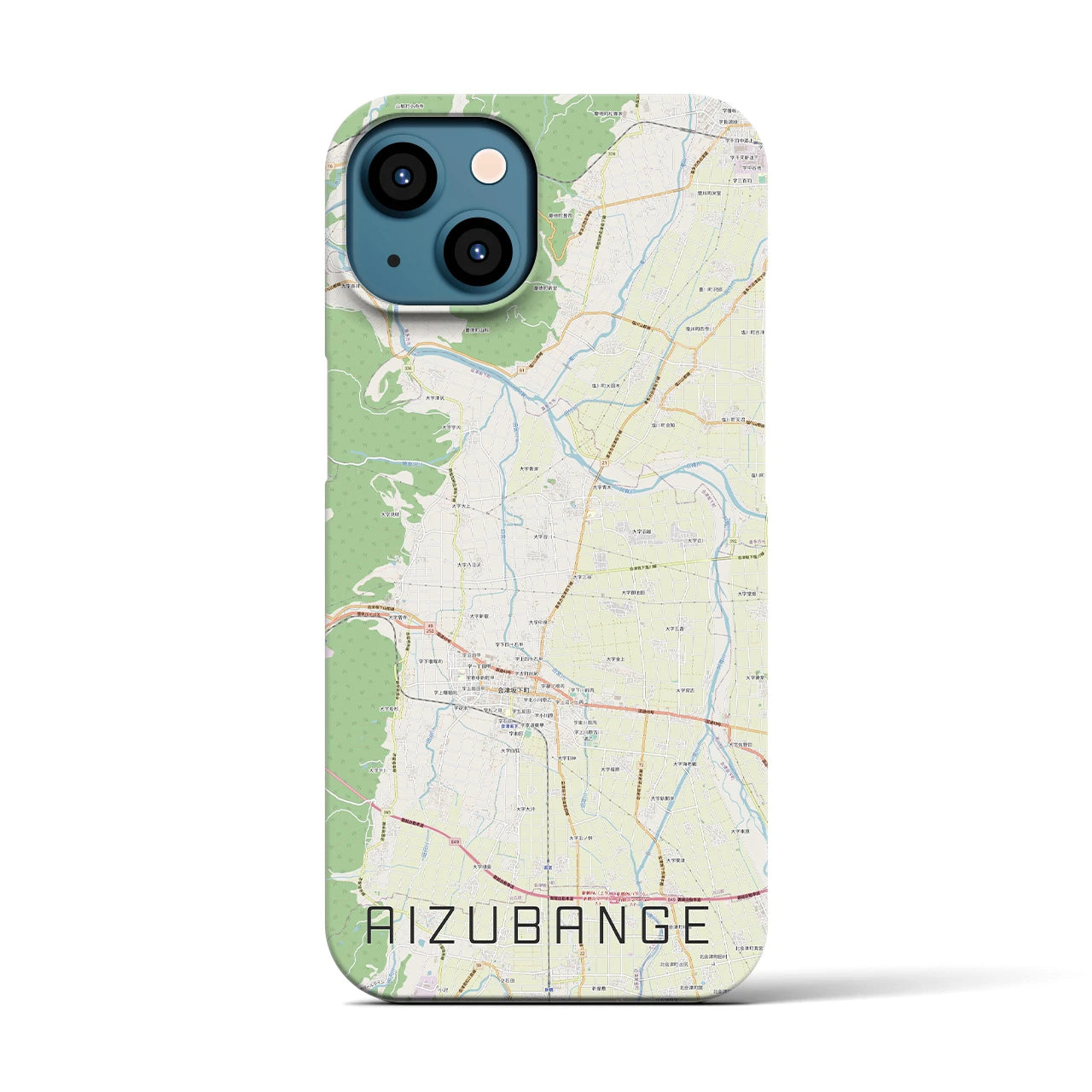 【会津坂下(福島県)】地図柄iPhoneケース(バックカバータイプ)