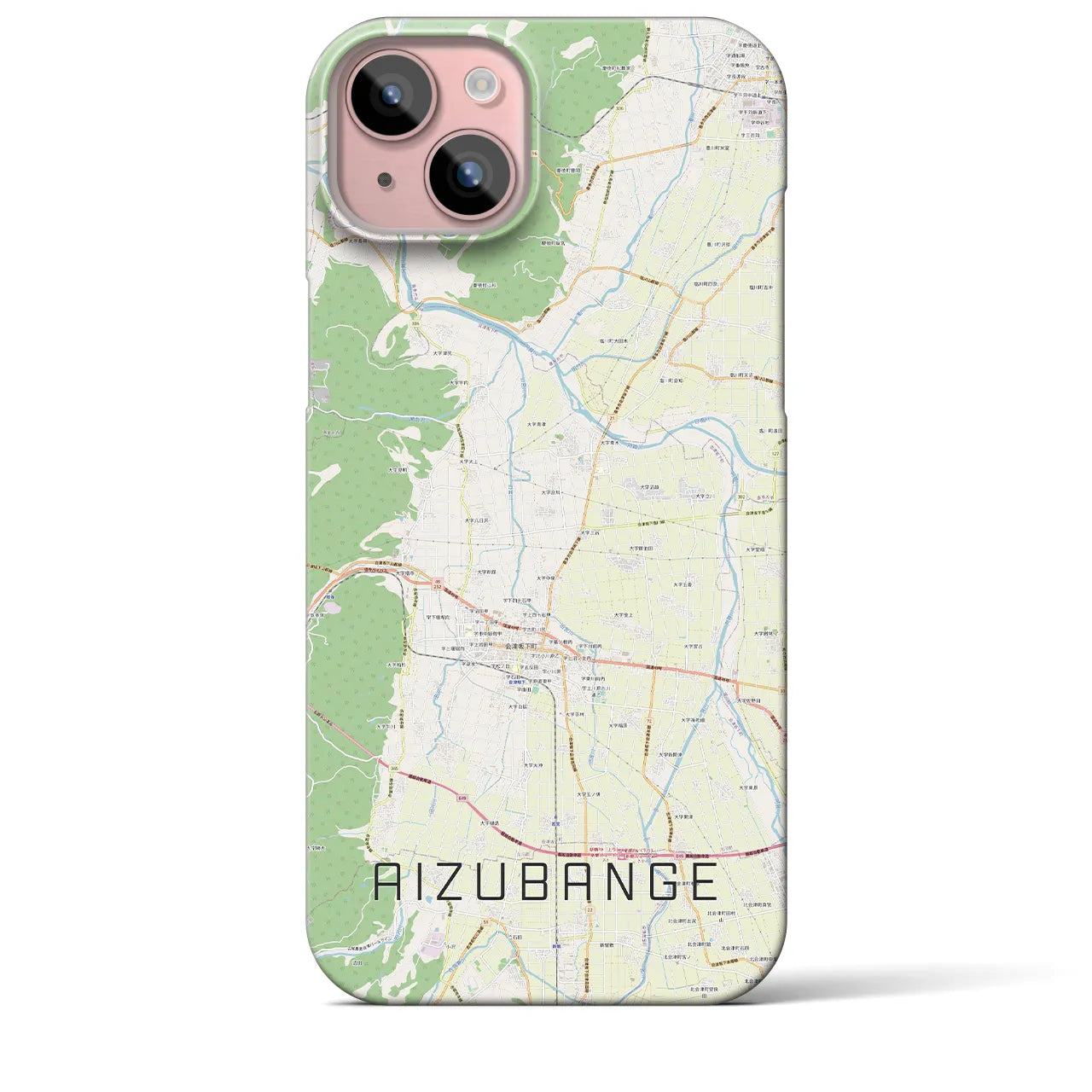 【会津坂下(福島県)】地図柄iPhoneケース(バックカバータイプ)