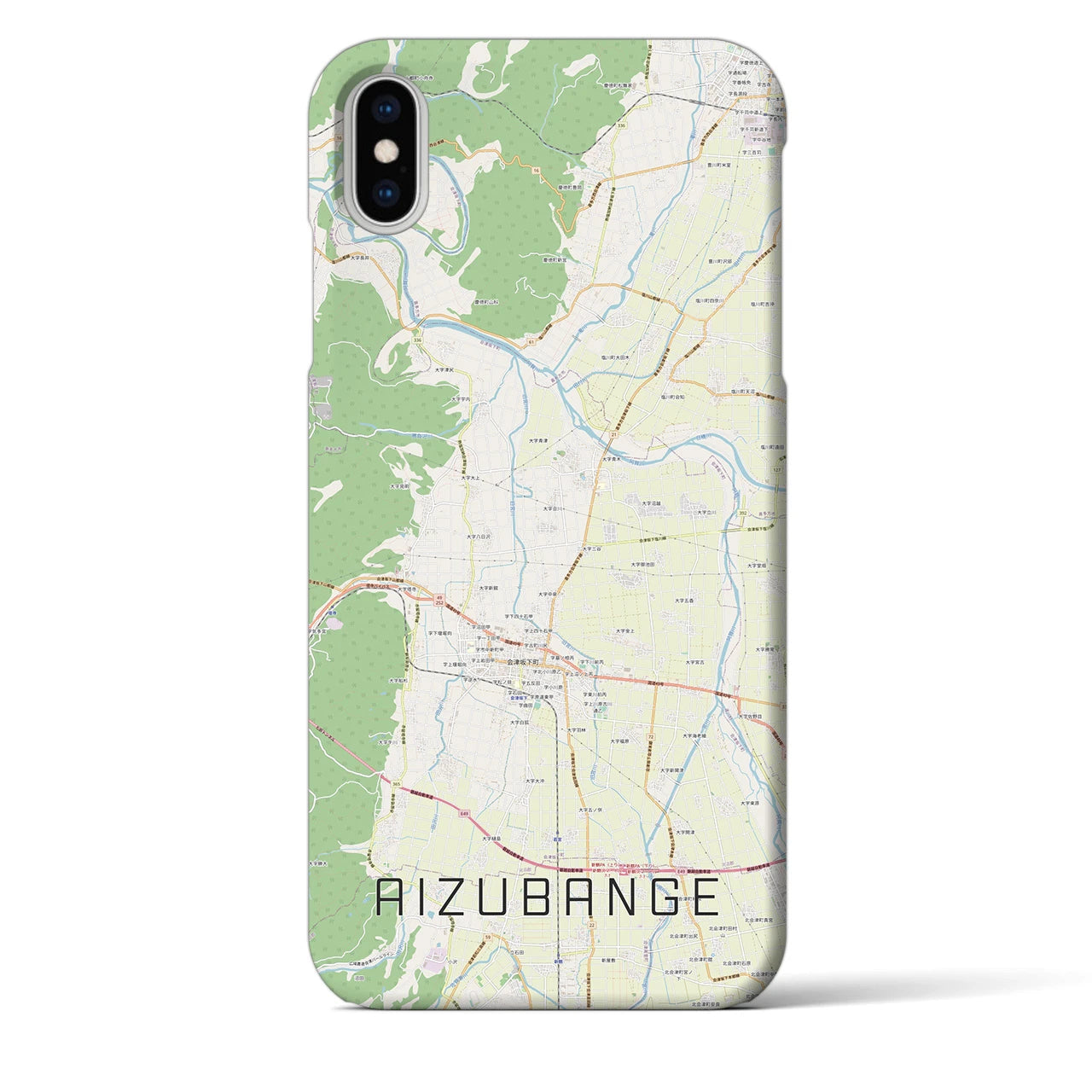 【会津坂下(福島県)】地図柄iPhoneケース(バックカバータイプ)
