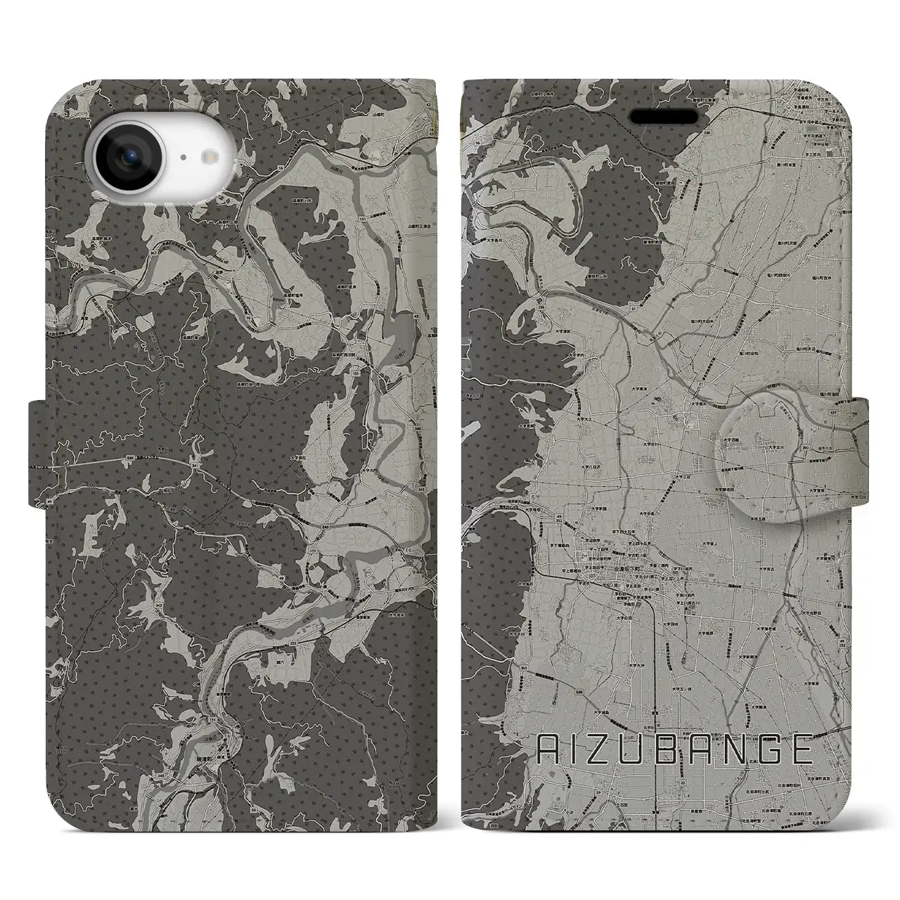 【会津坂下(福島県)】地図柄iPhoneケース(手帳タイプ)