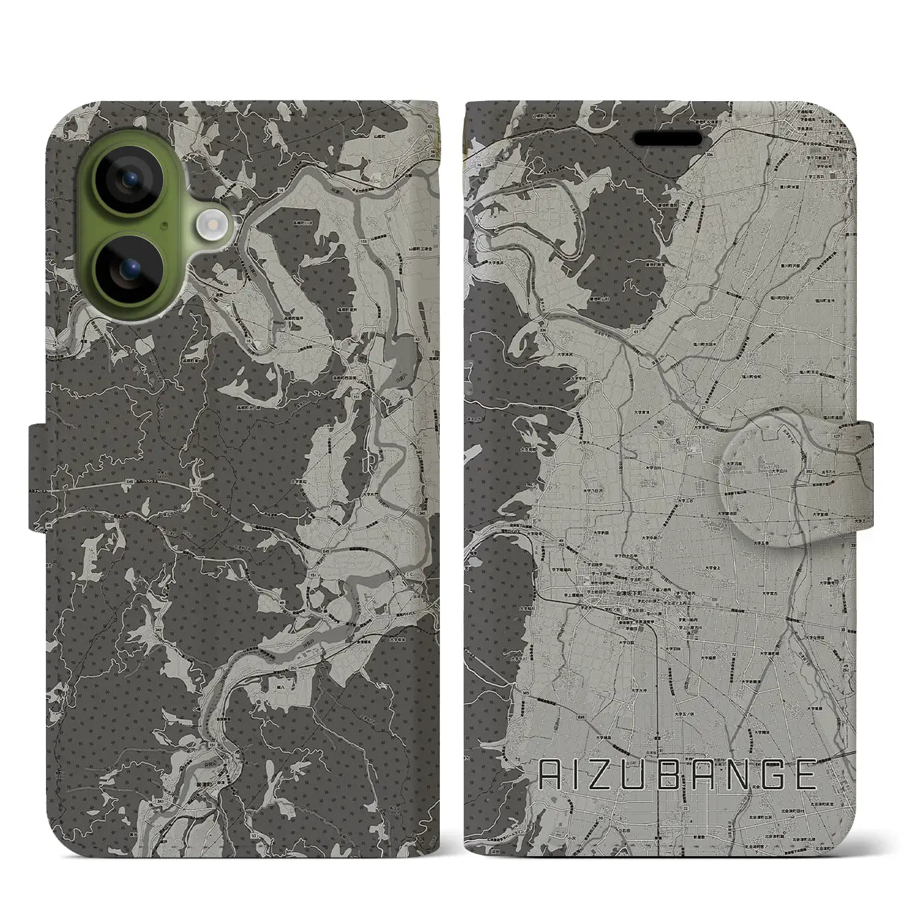 【会津坂下(福島県)】地図柄iPhoneケース(手帳タイプ)