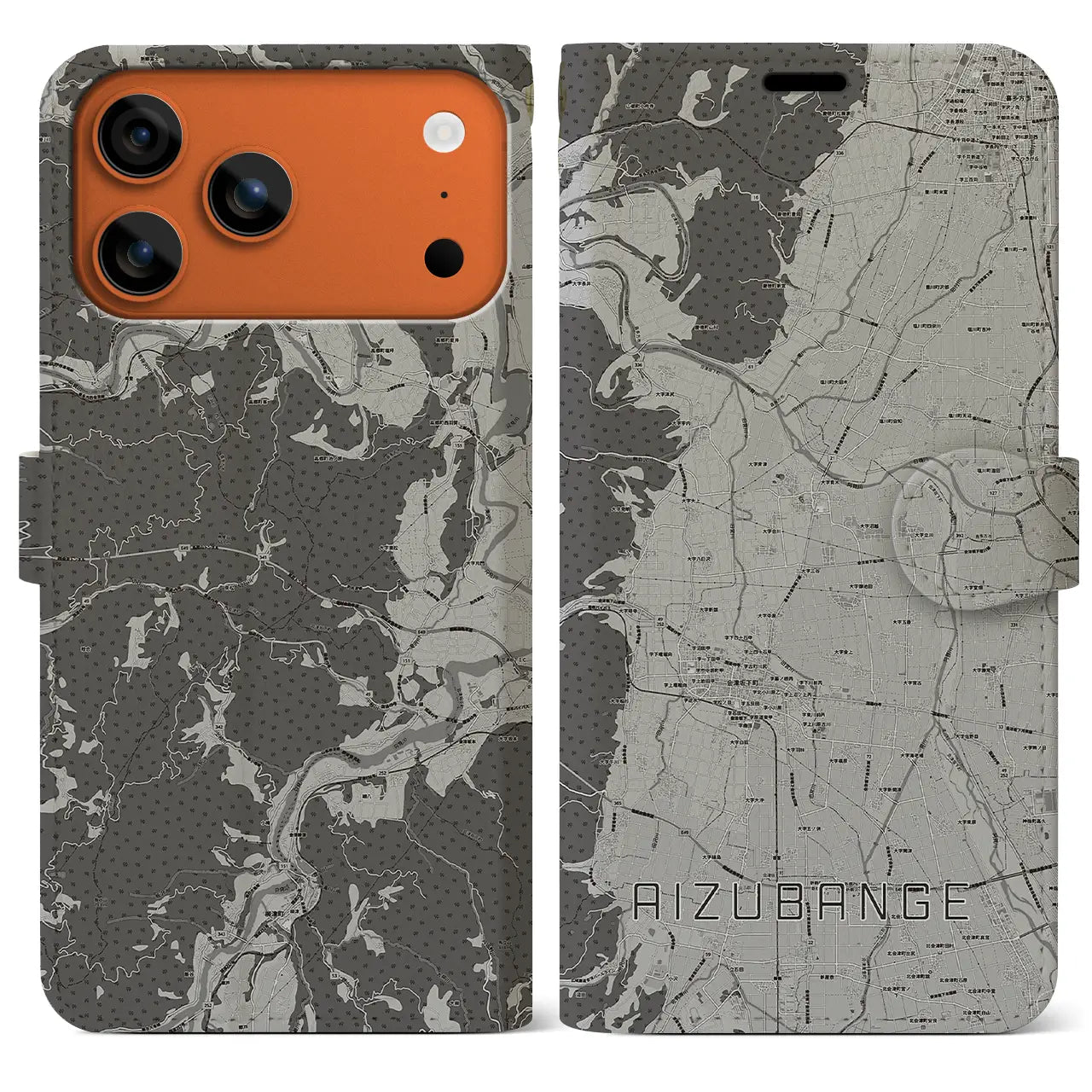 【会津坂下(福島県)】地図柄iPhoneケース(手帳タイプ)