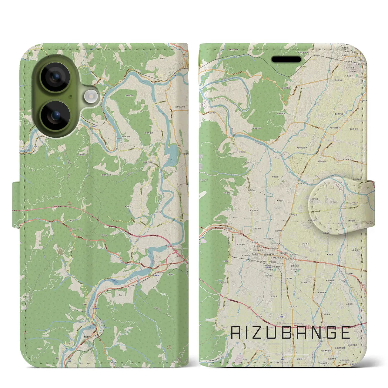 【会津坂下(福島県)】地図柄iPhoneケース(手帳タイプ)