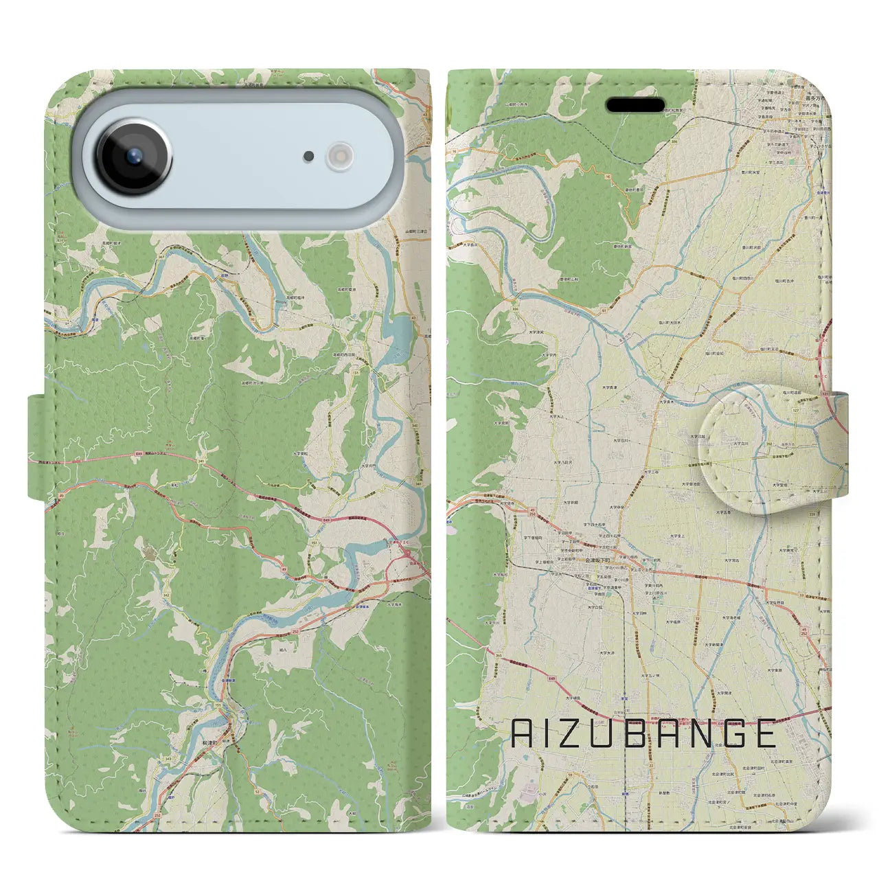 【会津坂下(福島県)】地図柄iPhoneケース(手帳タイプ)