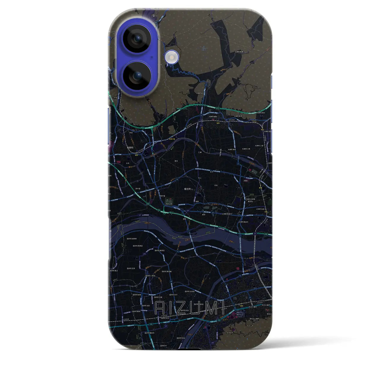 【藍住(徳島県)】地図柄iPhoneケース(バックカバータイプ)