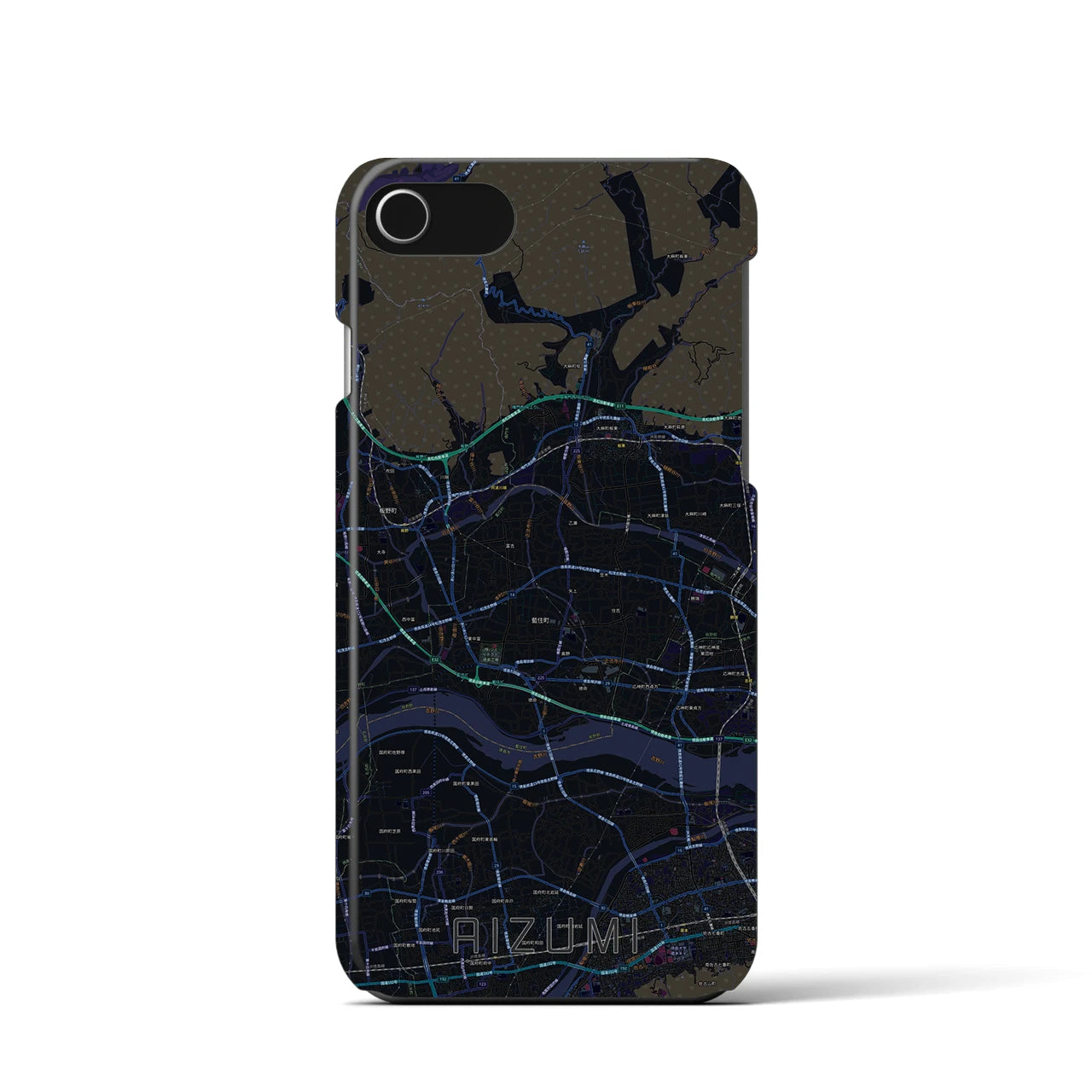 【藍住(徳島県)】地図柄iPhoneケース(バックカバータイプ)