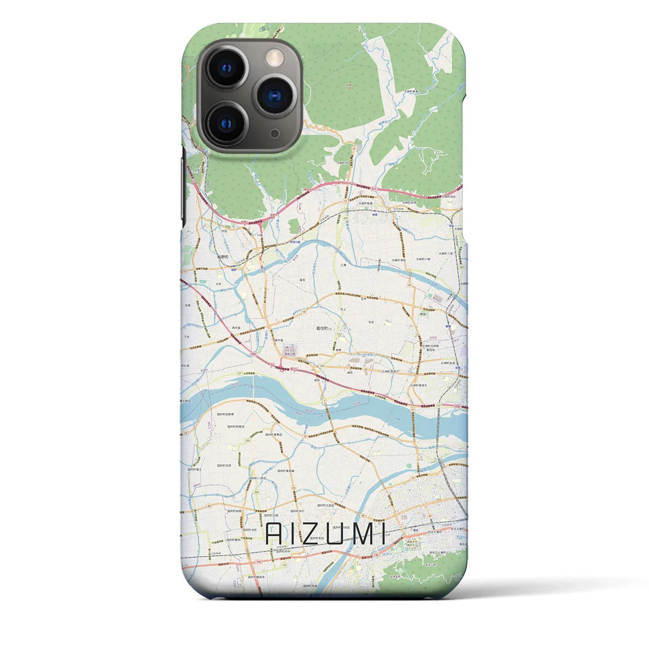 【藍住(徳島県)】地図柄iPhoneケース(バックカバータイプ)