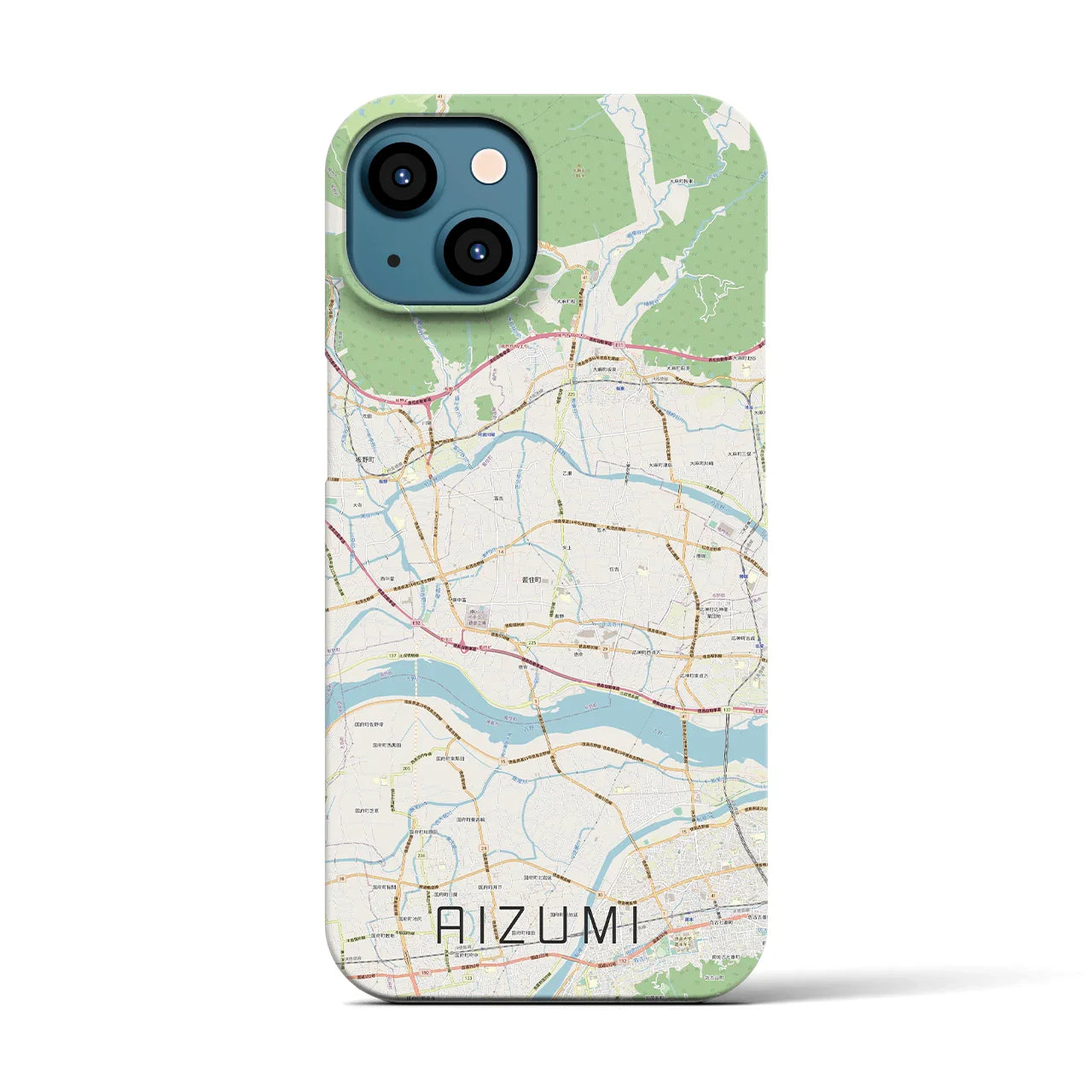 【藍住(徳島県)】地図柄iPhoneケース(バックカバータイプ)