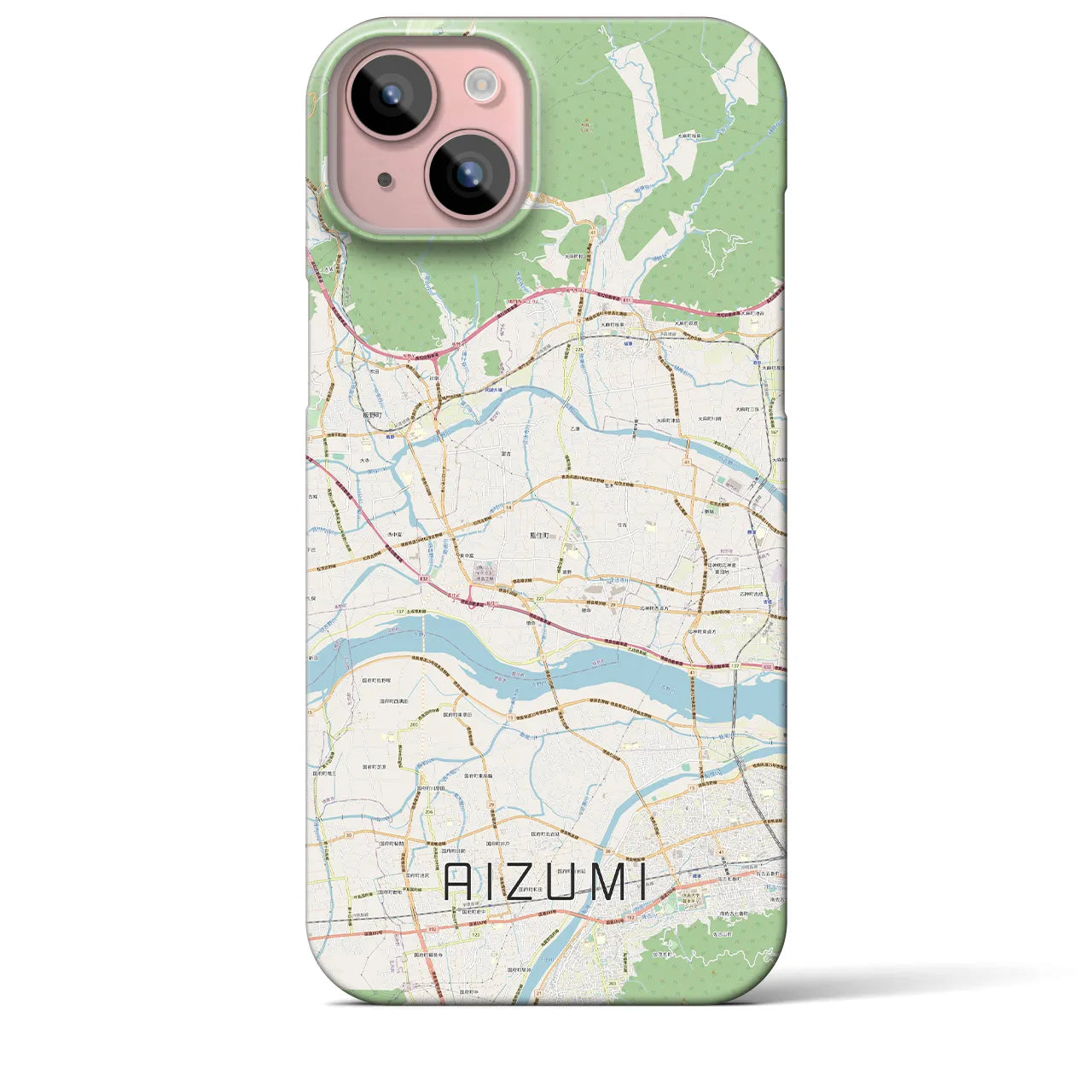 【藍住(徳島県)】地図柄iPhoneケース(バックカバータイプ)