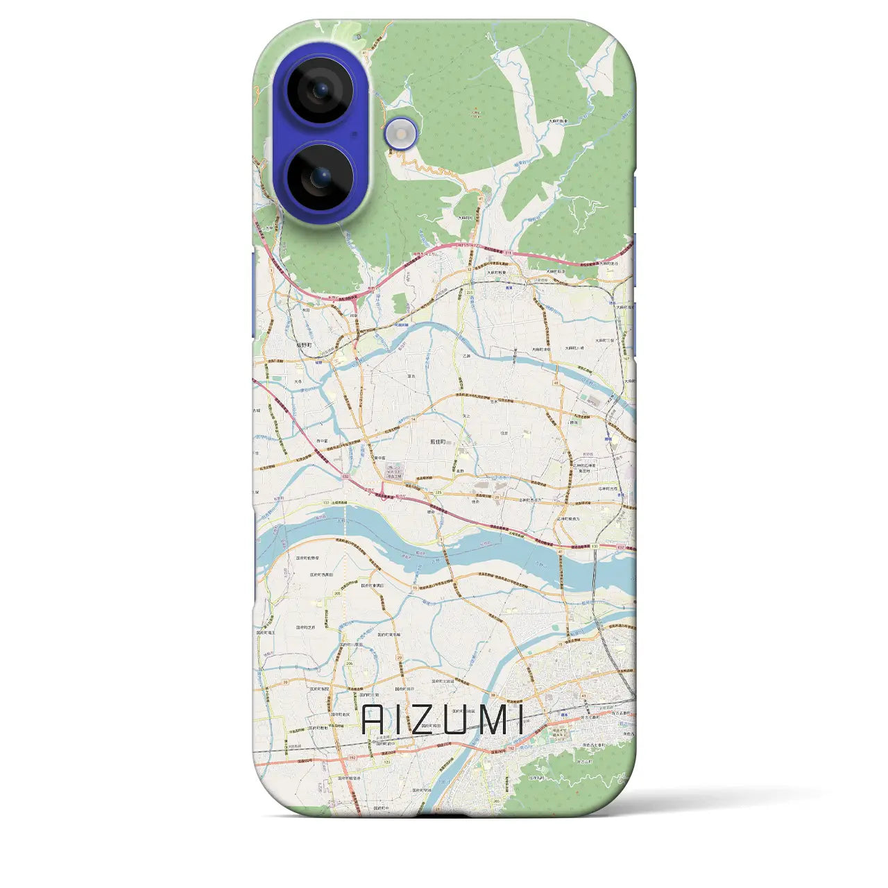 【藍住(徳島県)】地図柄iPhoneケース(バックカバータイプ)ブラック・iPhone 16 Pro Max 用